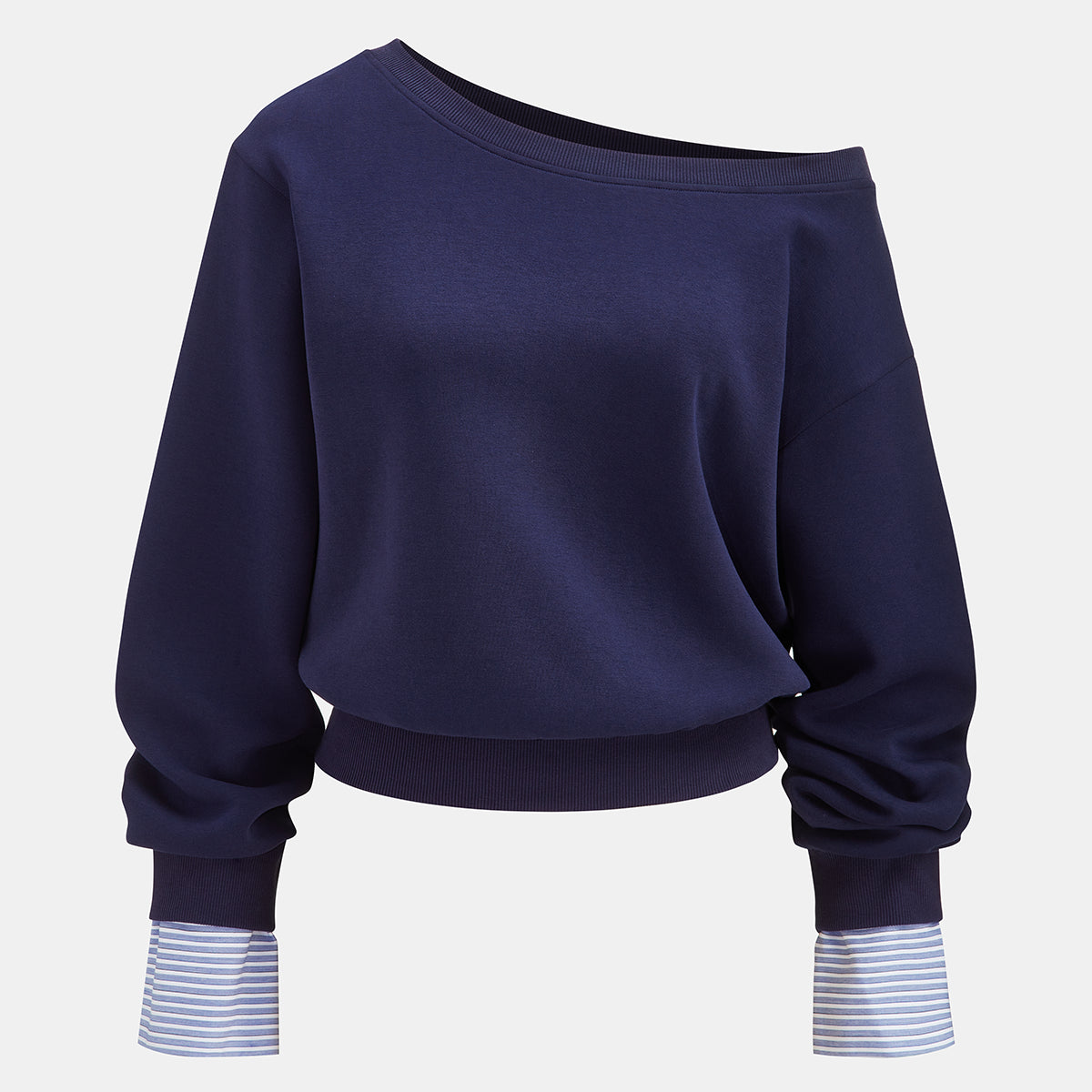 Bluza z odkrytymi ramionami i paskami na mankietach