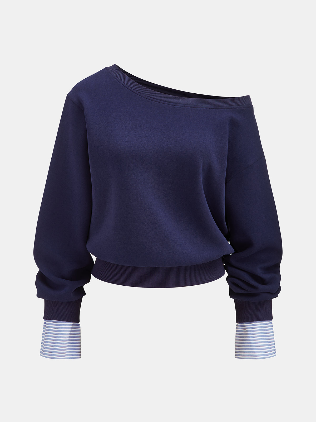 Bluza z odkrytymi ramionami i paskami na mankietach
