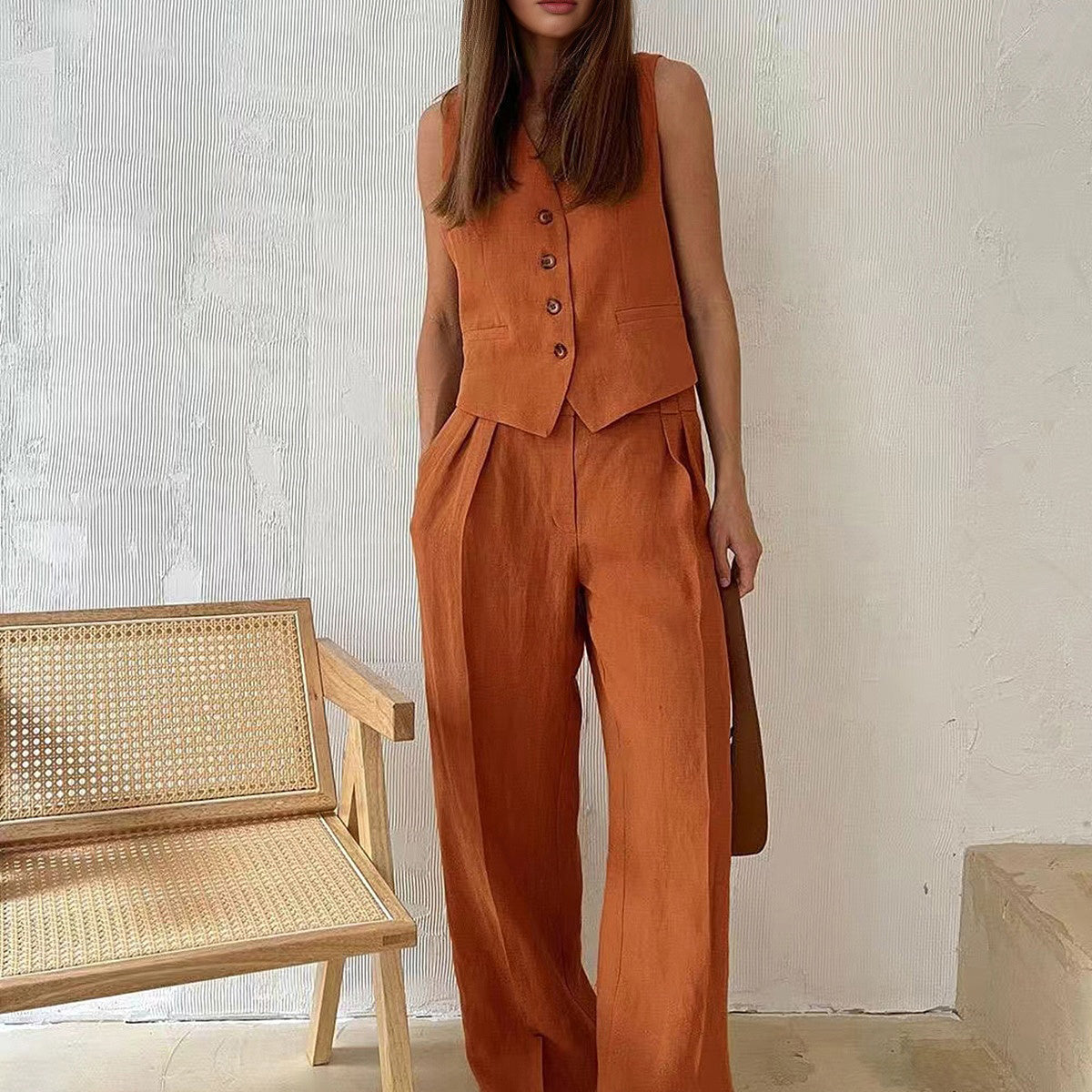 Zestaw spodni z bawełny i lnu