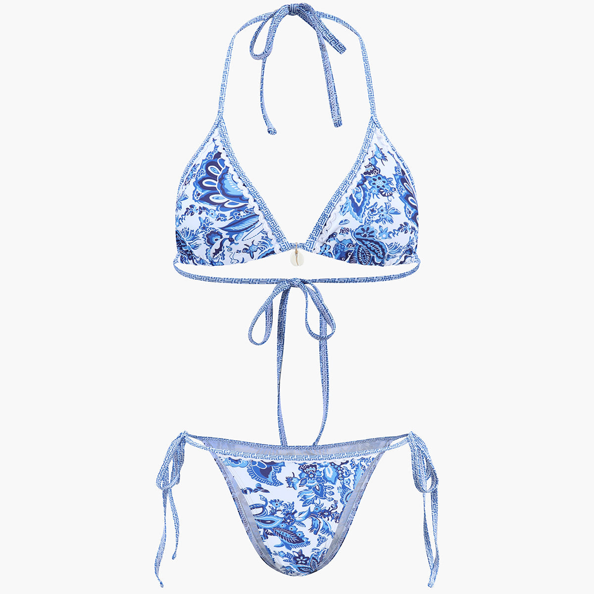 Zestaw bikini z wiązanym halterem i wzorem