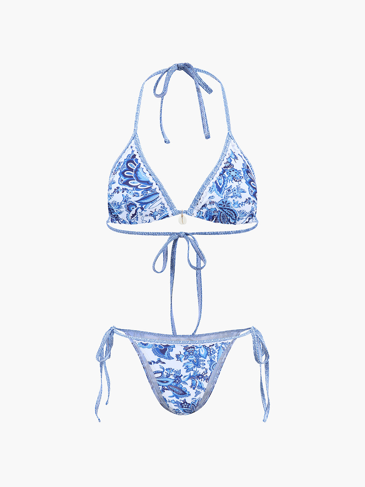 Zestaw bikini z wiązanym halterem i wzorem