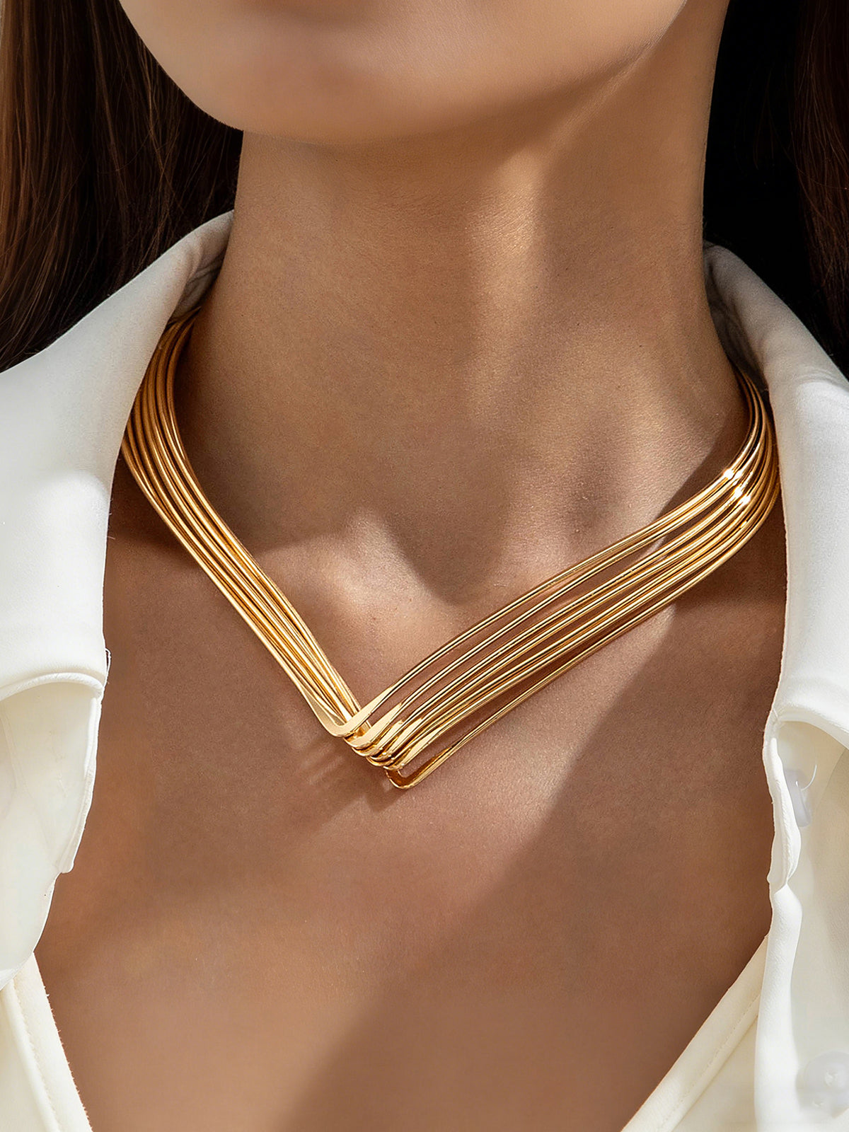 Naszyjnik choker w kształcie litery v z wieloma pasmami