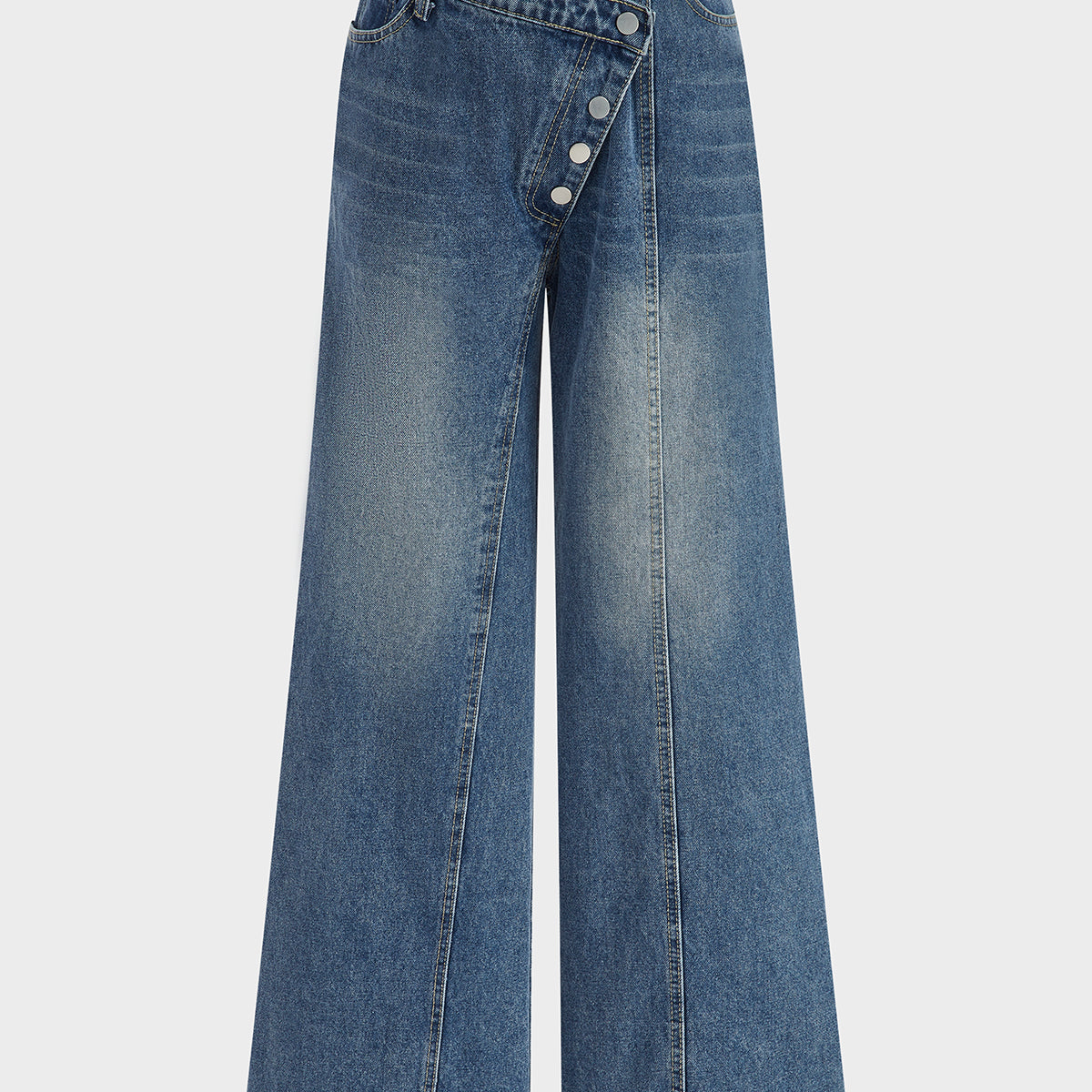 Asymetryczne spodnie z guzikami z denimu
