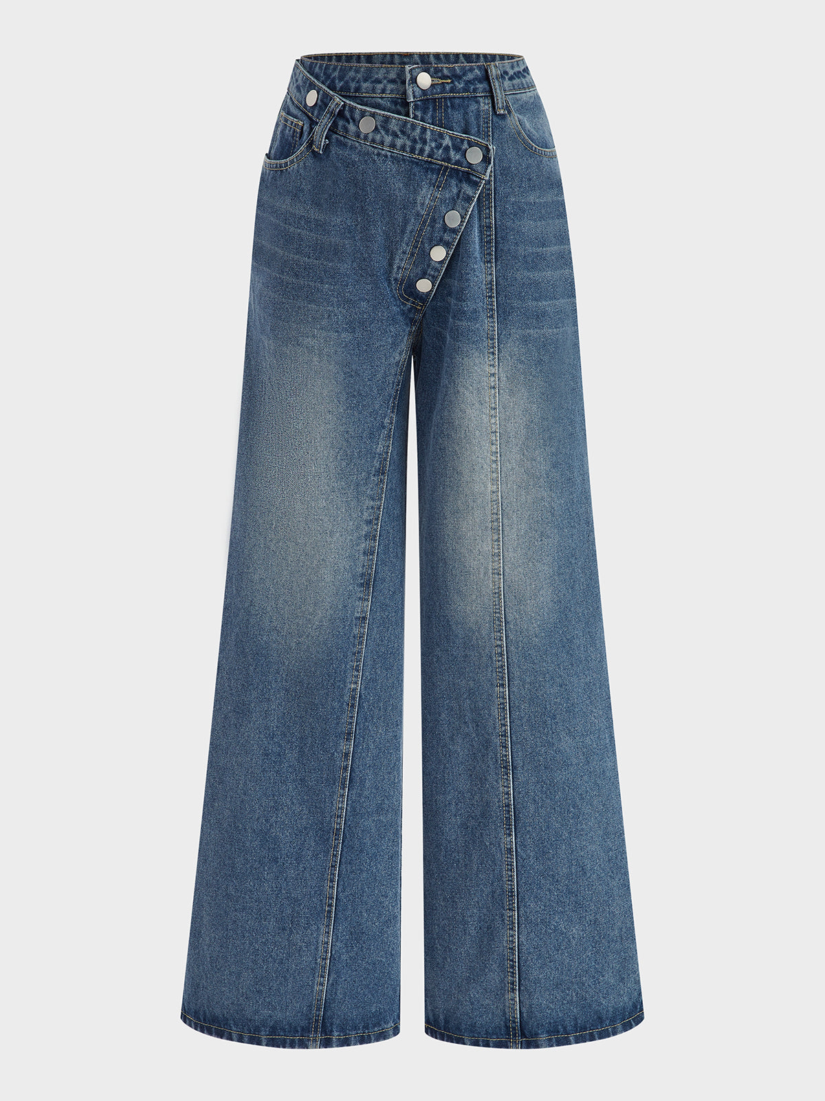 Asymetryczne spodnie z guzikami z denimu