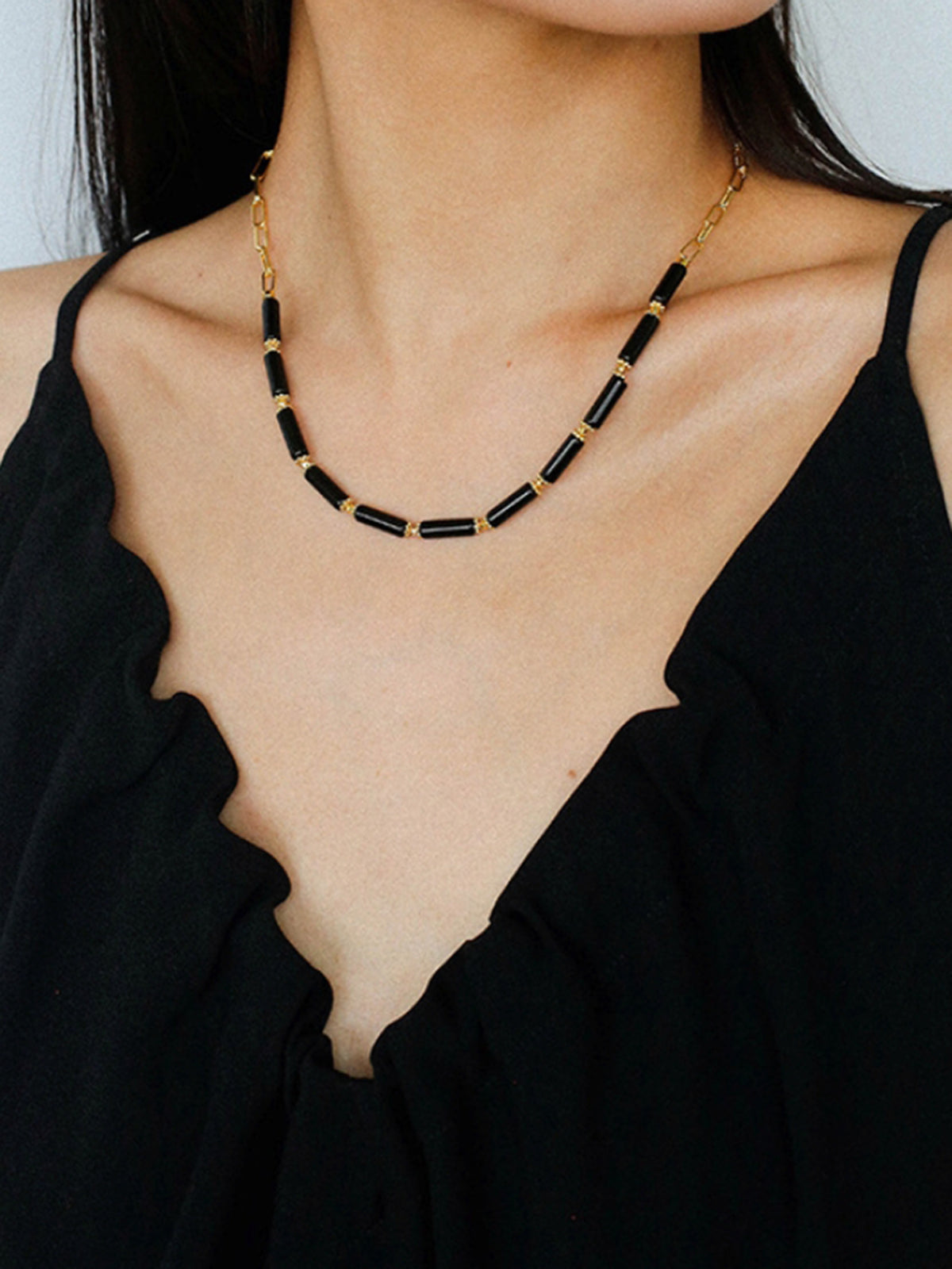 Naszyjnik choker z długim agatem