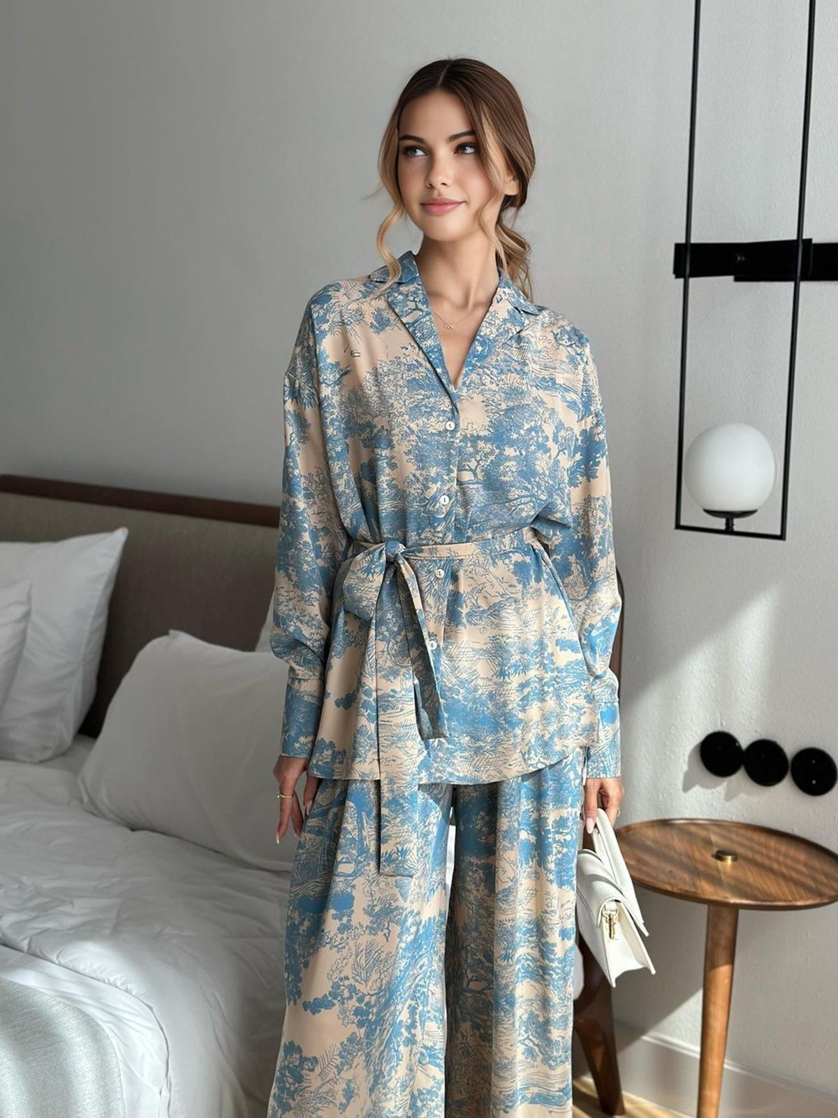 Zestaw spodni z wiązaniem i nadrukiem