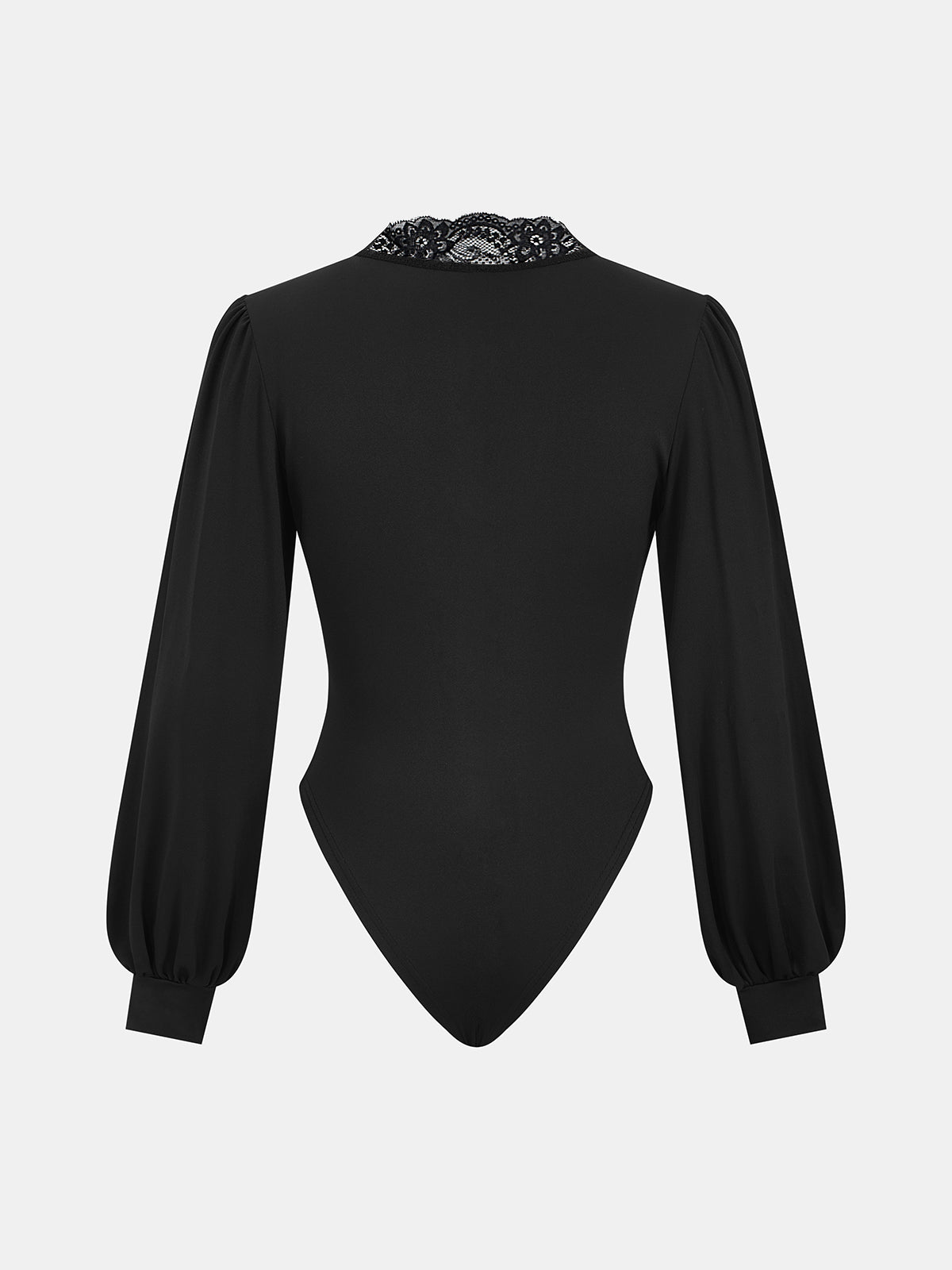 Body z marszczeniami i koronkowym wykończeniem dekoltu w serek