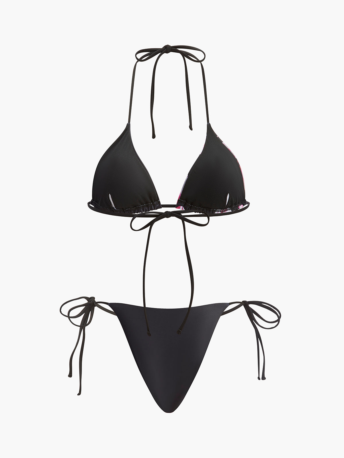 Bikini w kwiaty z siatkową spódnicą
