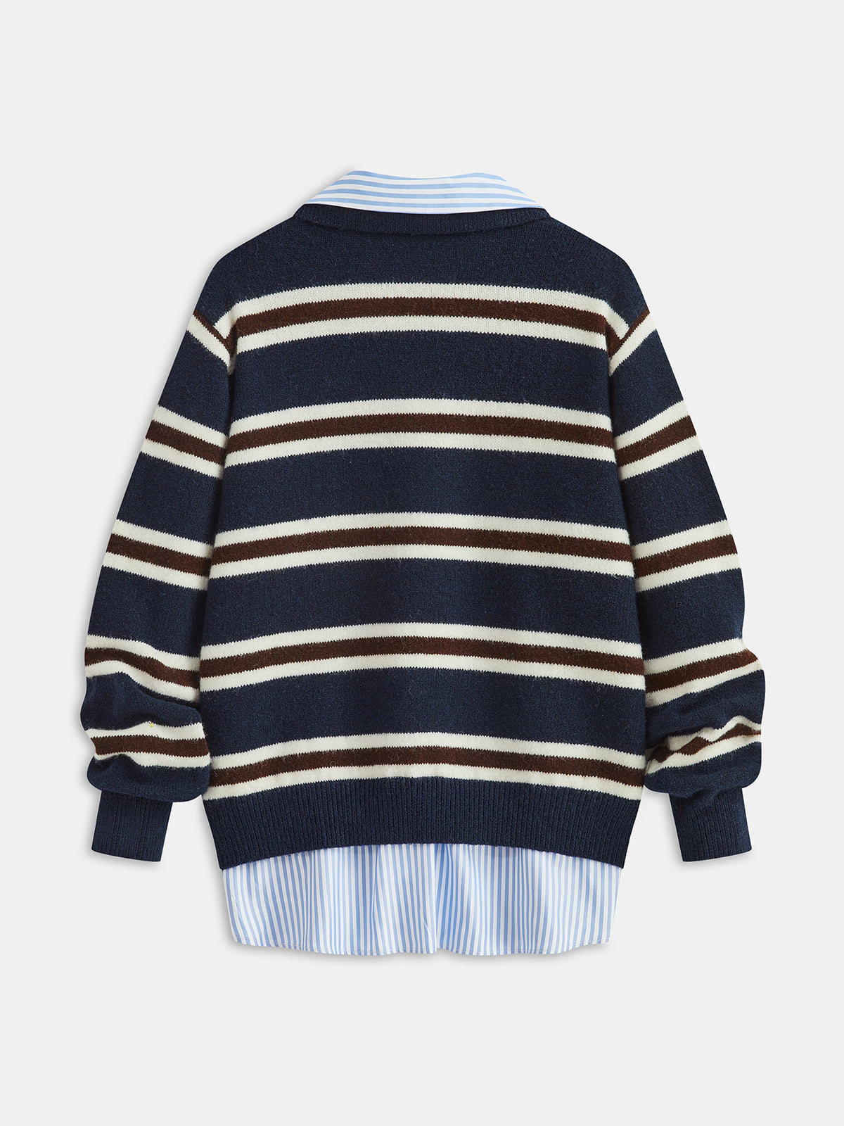Sweter polo z paskami i panelami