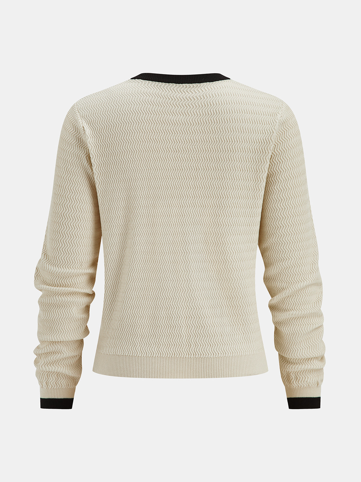 Sweter z kieszeniami i teksturowanym wzorem w jodełkę