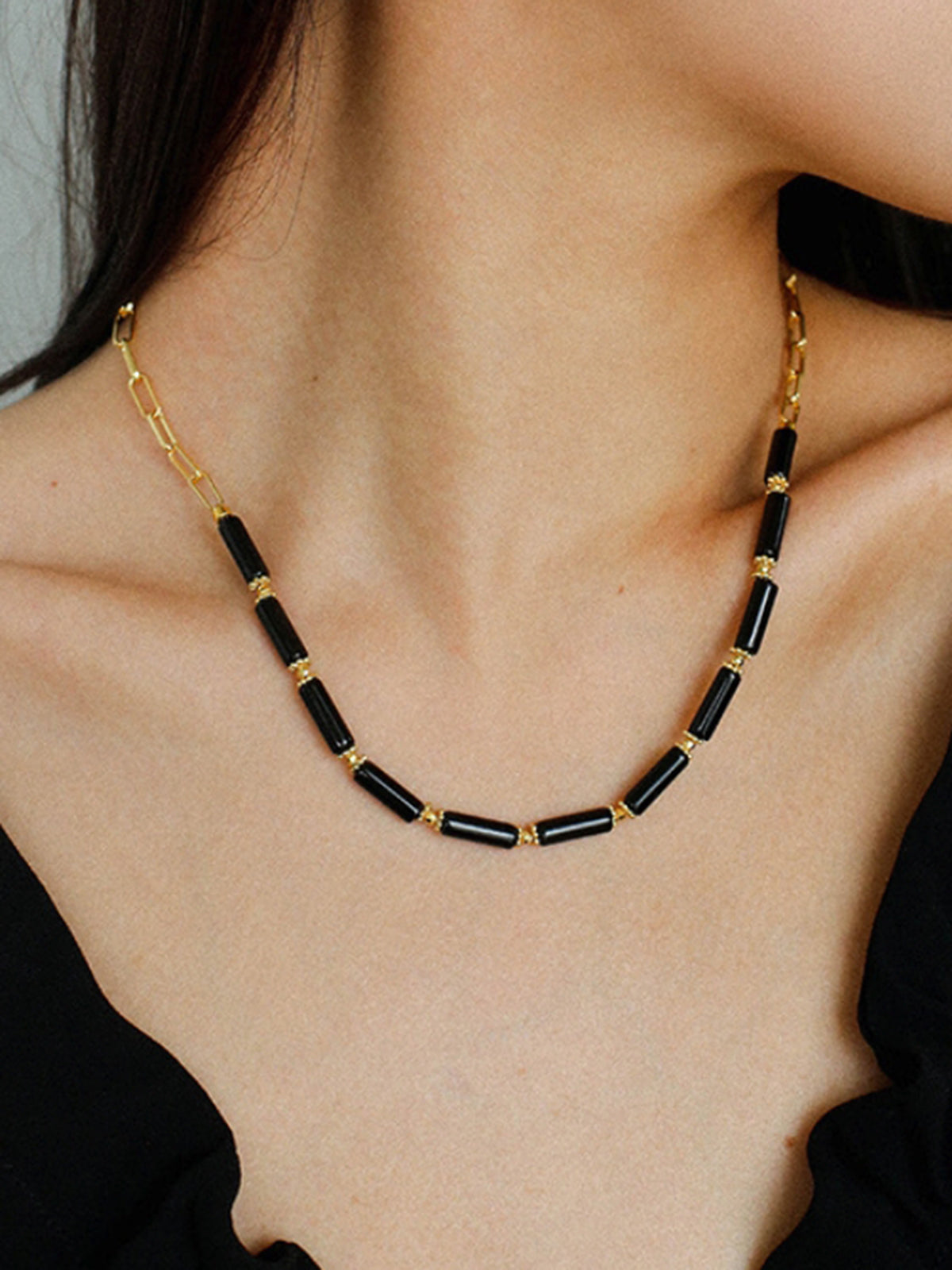 Naszyjnik choker z długim agatem