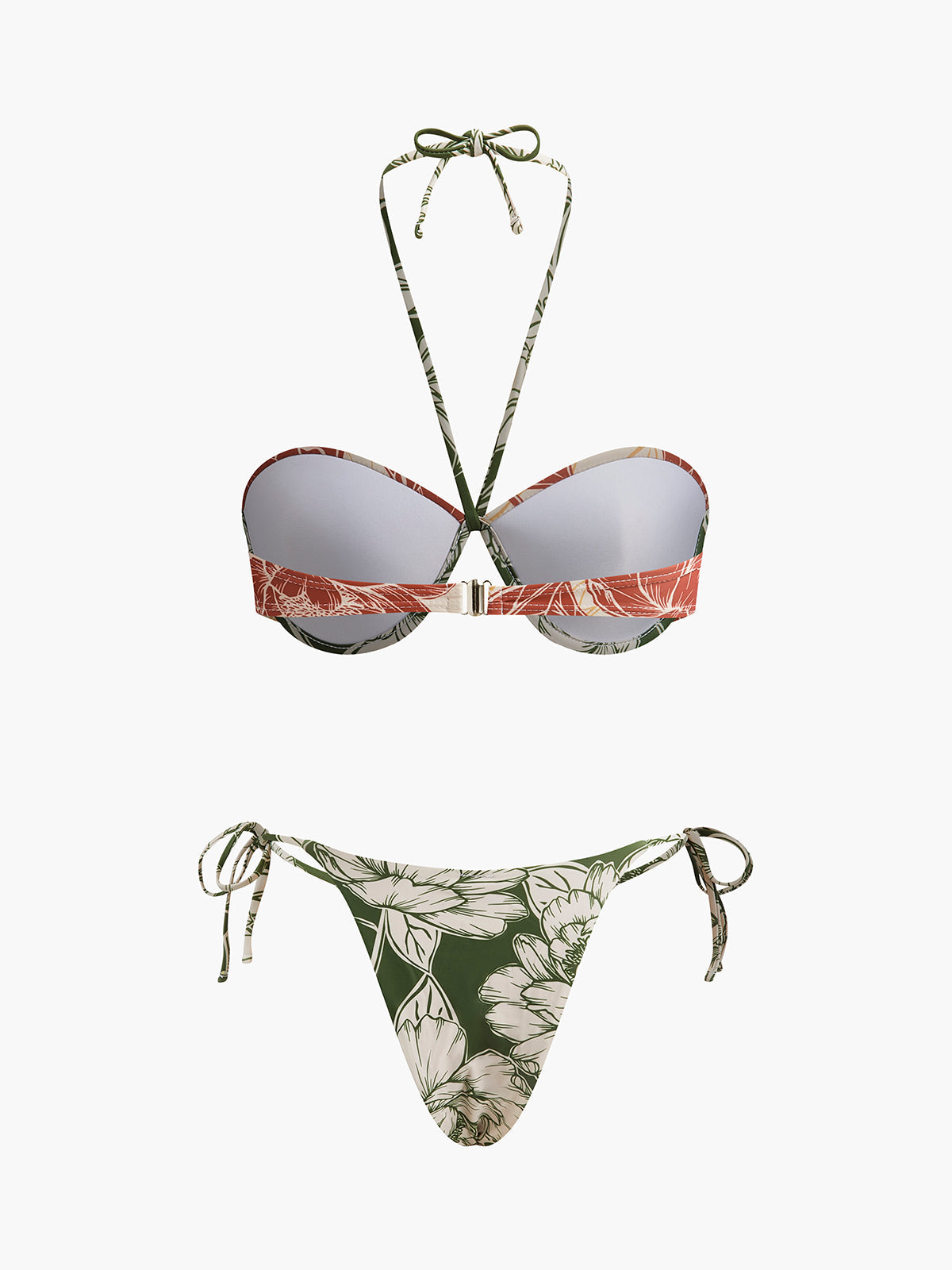 Kwiatowy zestaw bikini z wiązaną spódnicą