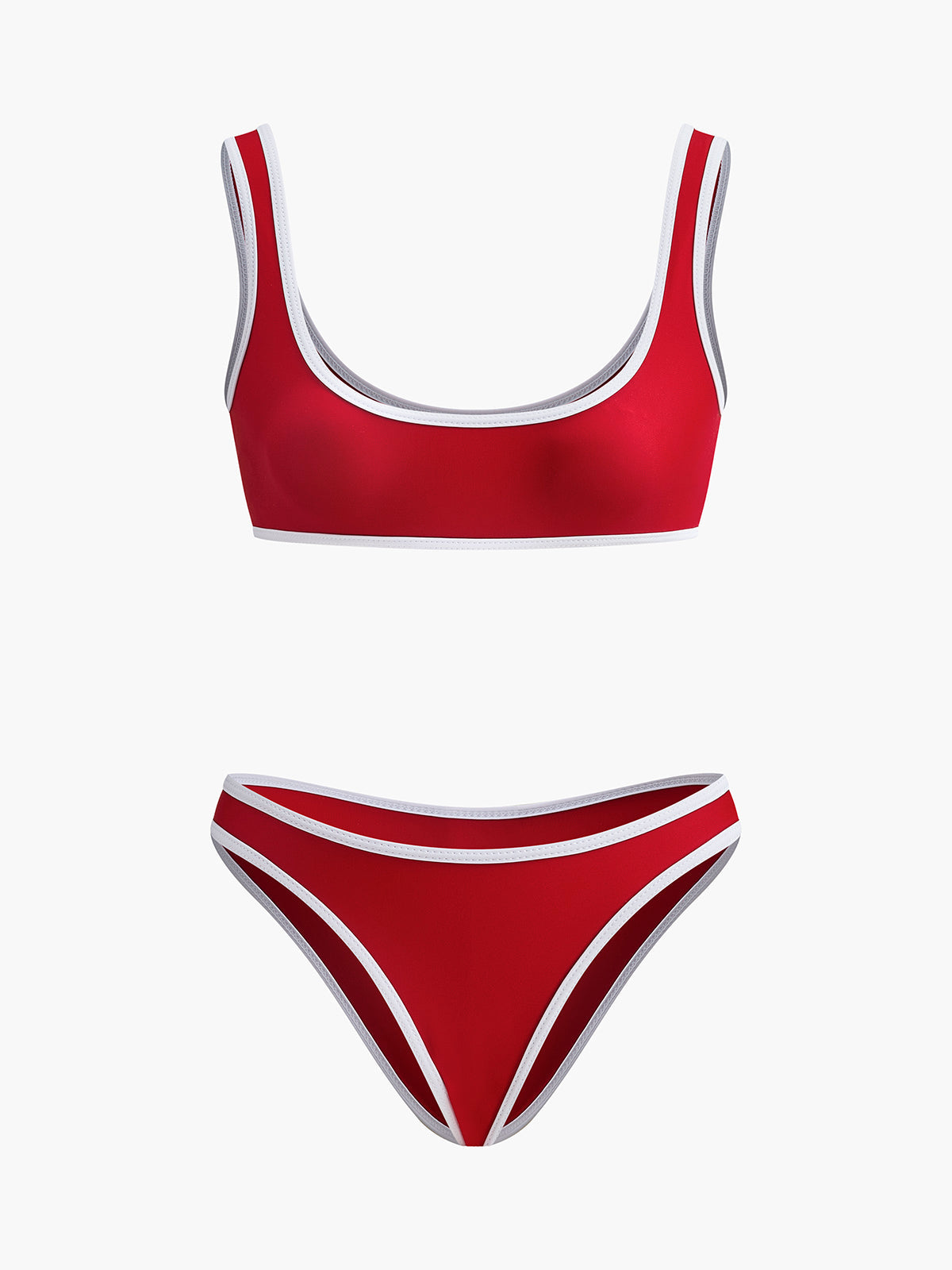 Bikini z kontrastowym wykończeniem i dekoltem w łódkę