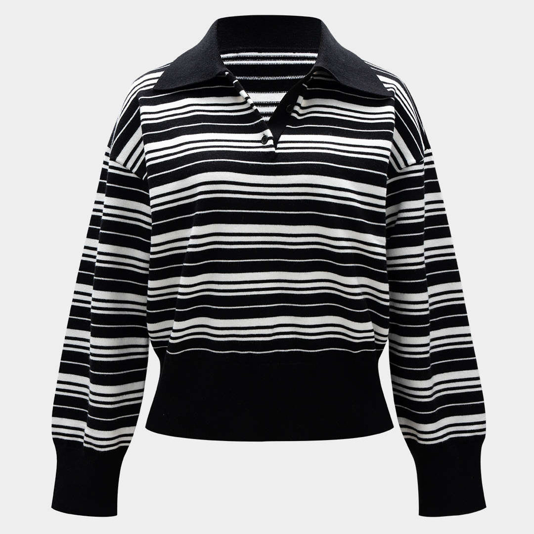Bluza damska w paski z kołnierzykiem