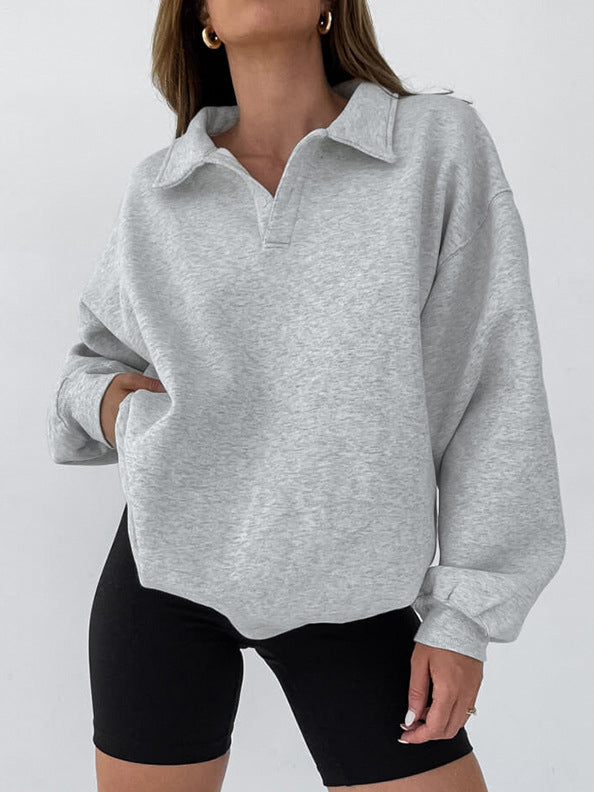 Bluza oversize z kołnierzykiem i długim rękawem