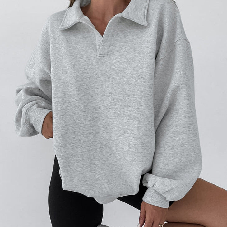 Bluza oversize z kołnierzykiem i długim rękawem