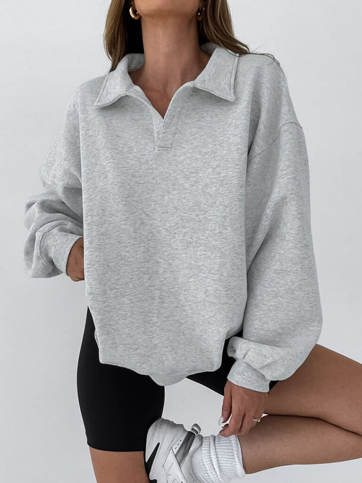 Bluza oversize z kołnierzykiem i długim rękawem