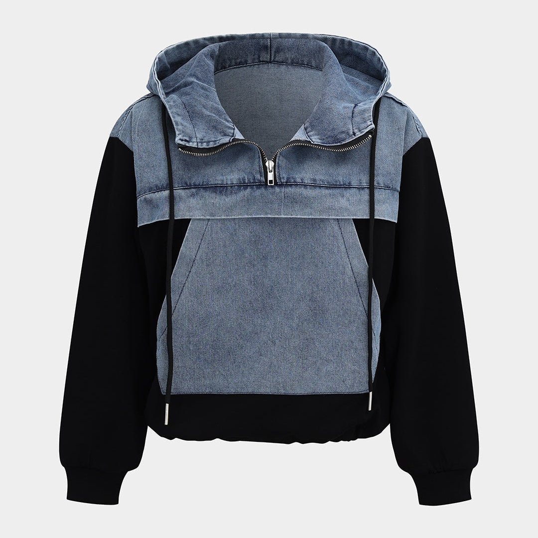 Bluza z kapturem z zamkiem i kieszenią kangurką