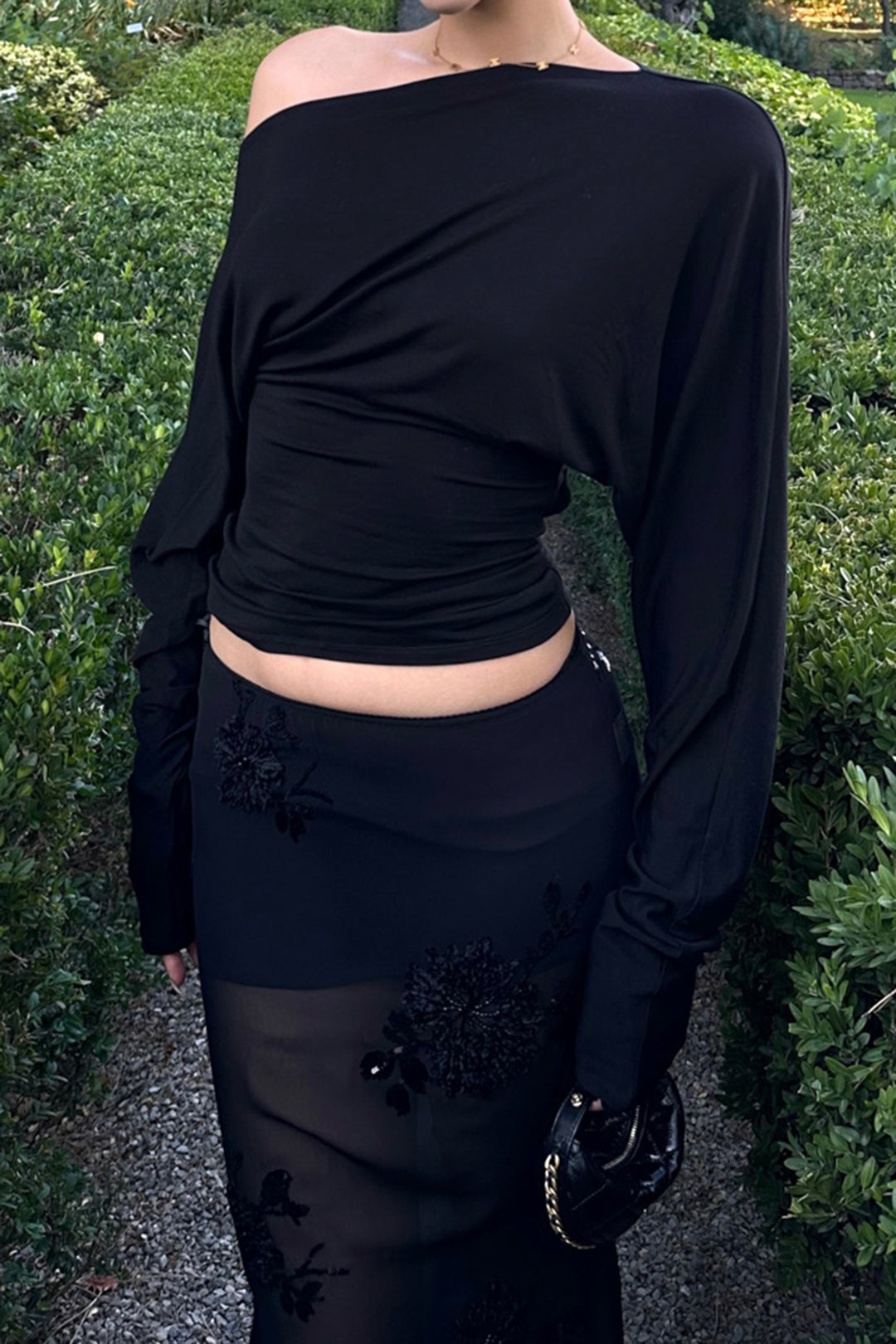 Bluzka asymetryczna z długim rękawem elegancka