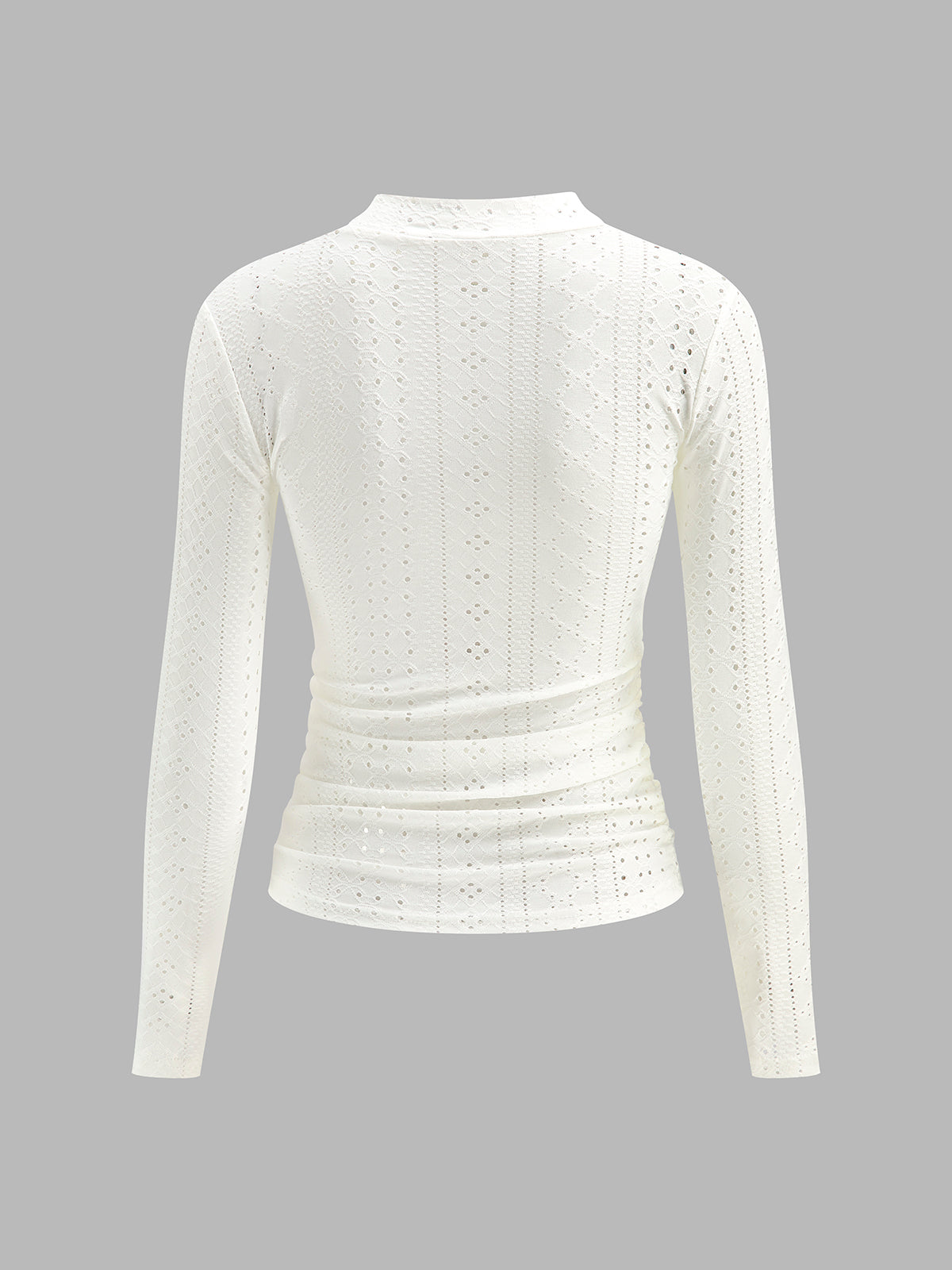 Bluzka ażurowa z długim rękawem i marszczeniem