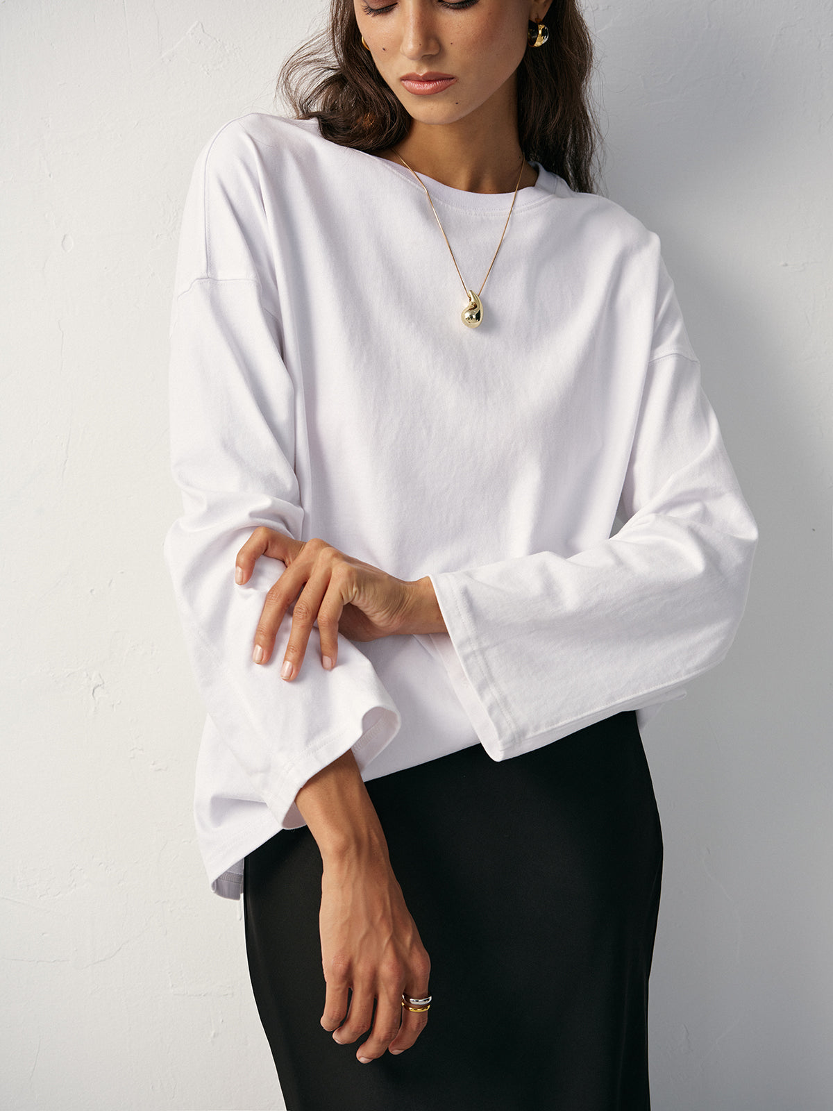 Bluzka oversize z długimi rękawami casual