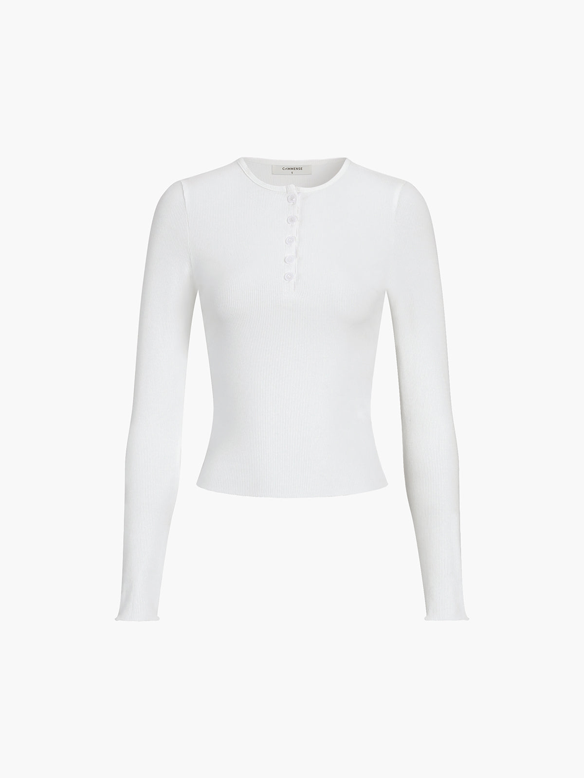 Bluzka prążkowana z długim rękawem i guzikami