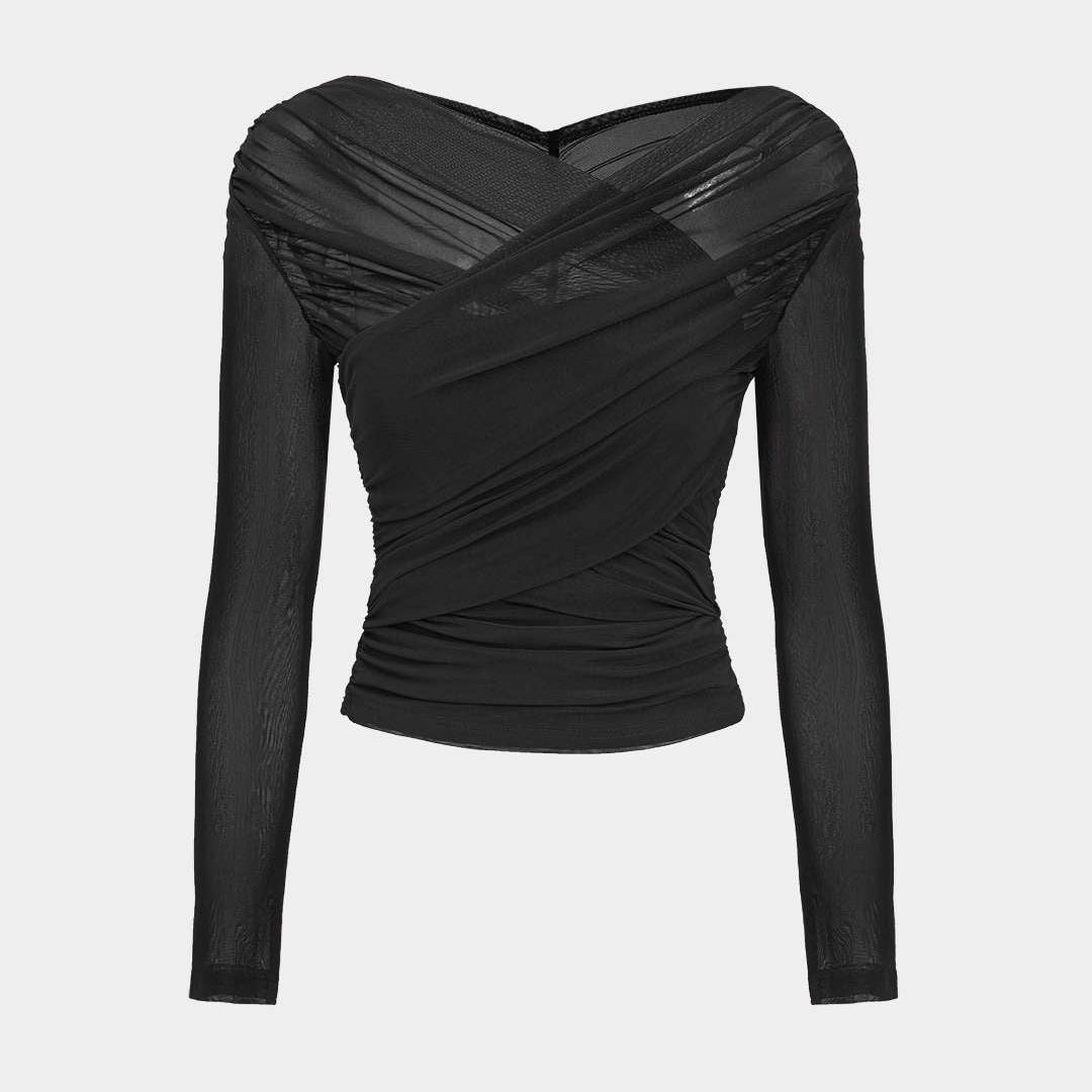 Bluzka z długim rękawem i drapowaniem