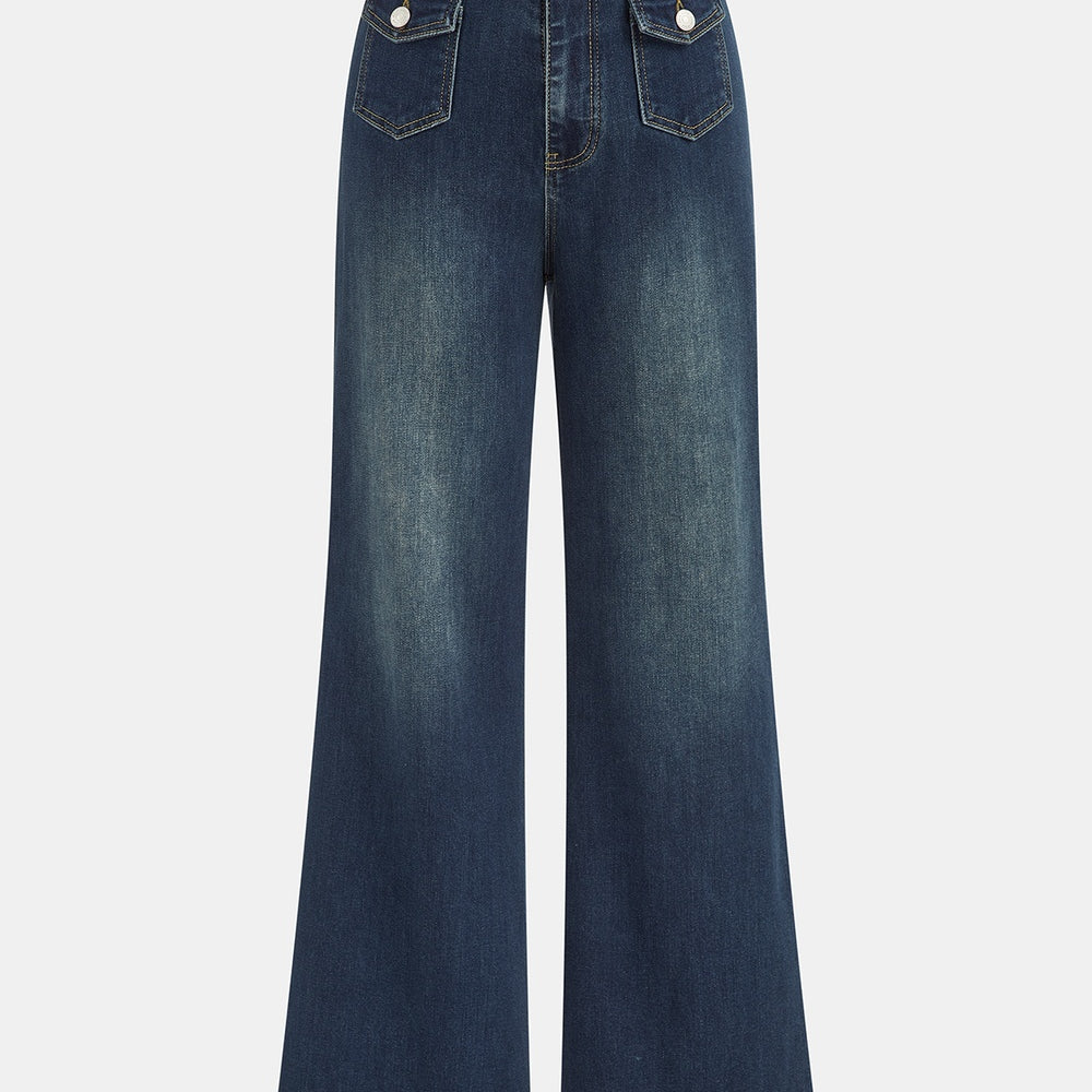 Jeansy z wysokim stanem szerokie nogawki