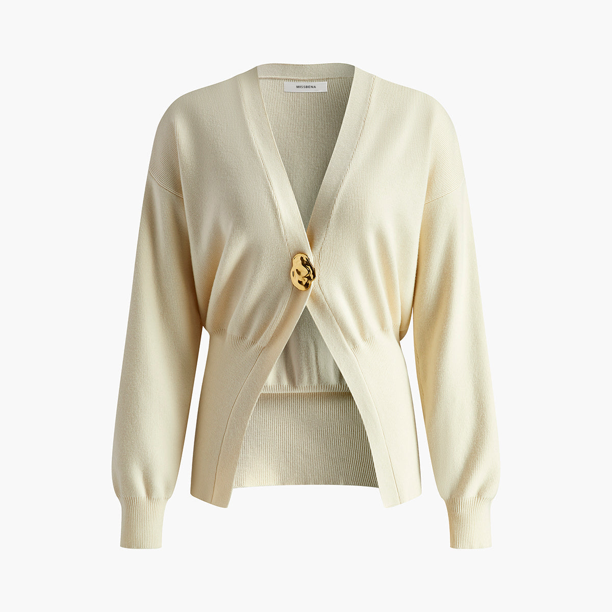 Kardigan z dużym ozdobnym guzikiem