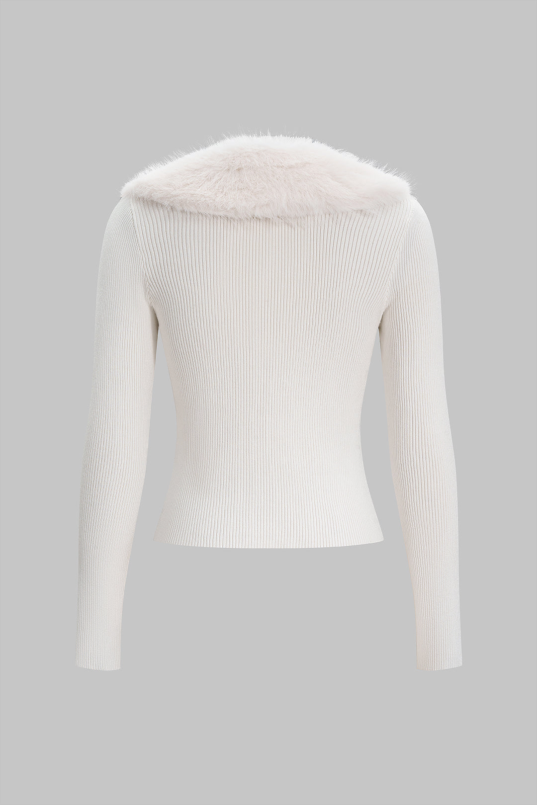 Kardigan z kołnierzem z futrzanym wykończeniem