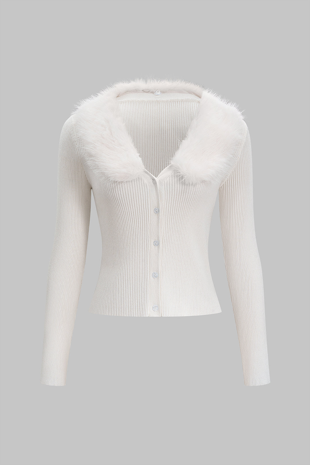 Kardigan z kołnierzem z futrzanym wykończeniem