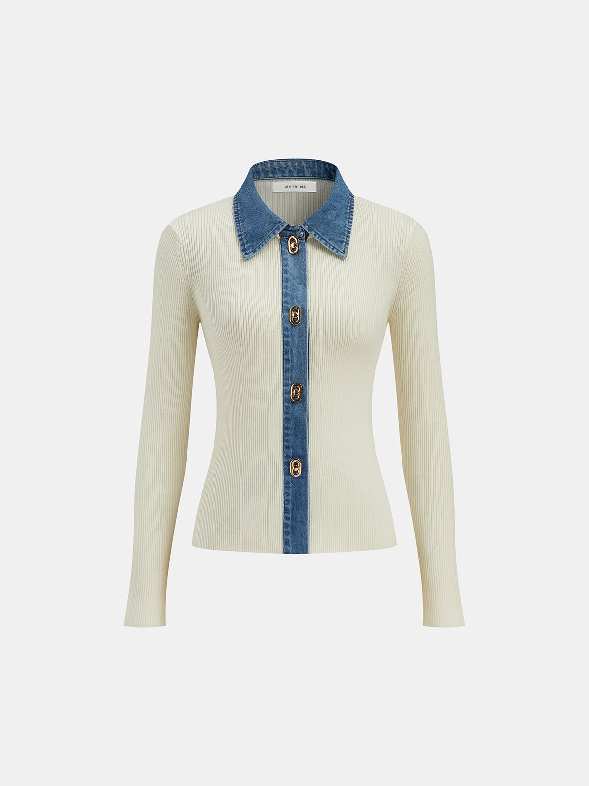 Kardigan z kontrastowym kołnierzem i guzikami