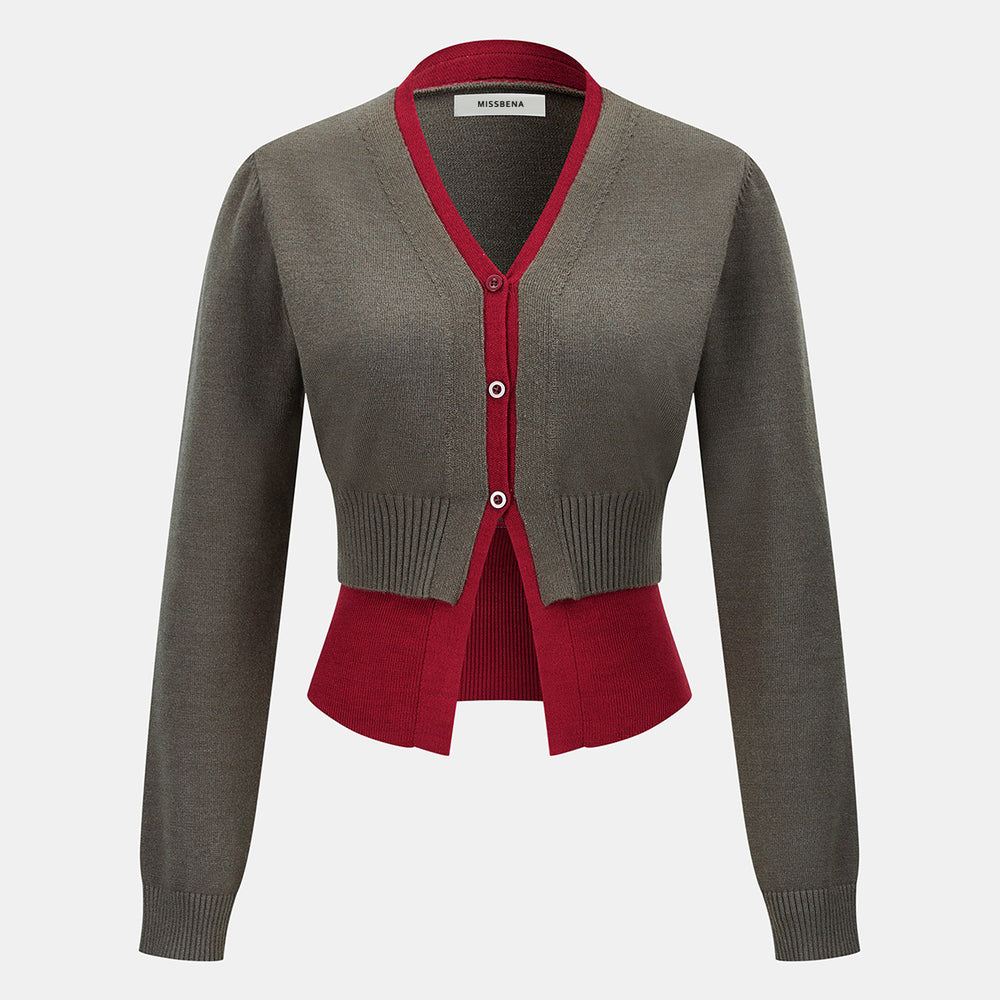 Kardigan z kontrastowym wykończeniem i guzikami