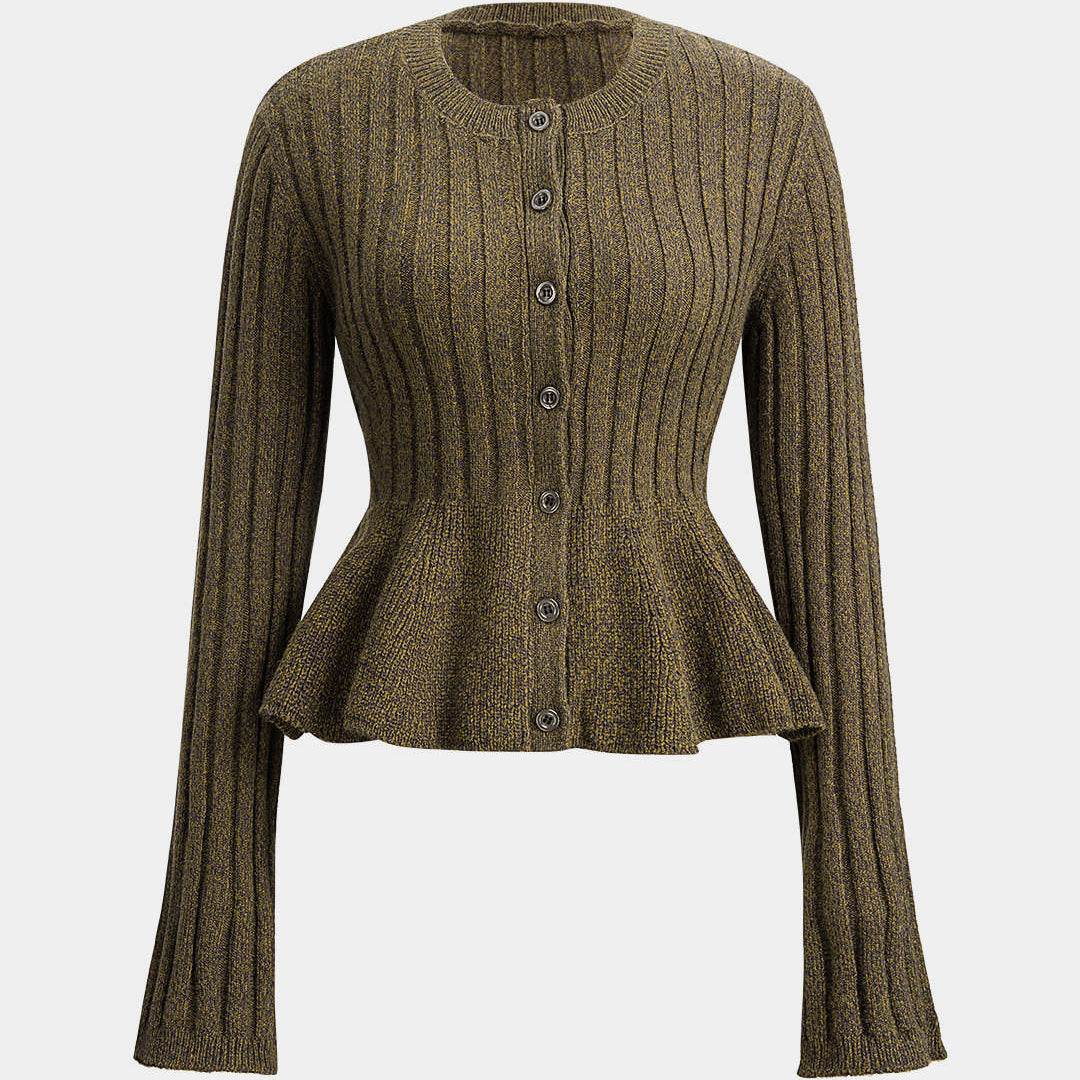 Kardigan z rozkloszowanym dołem i guzikami