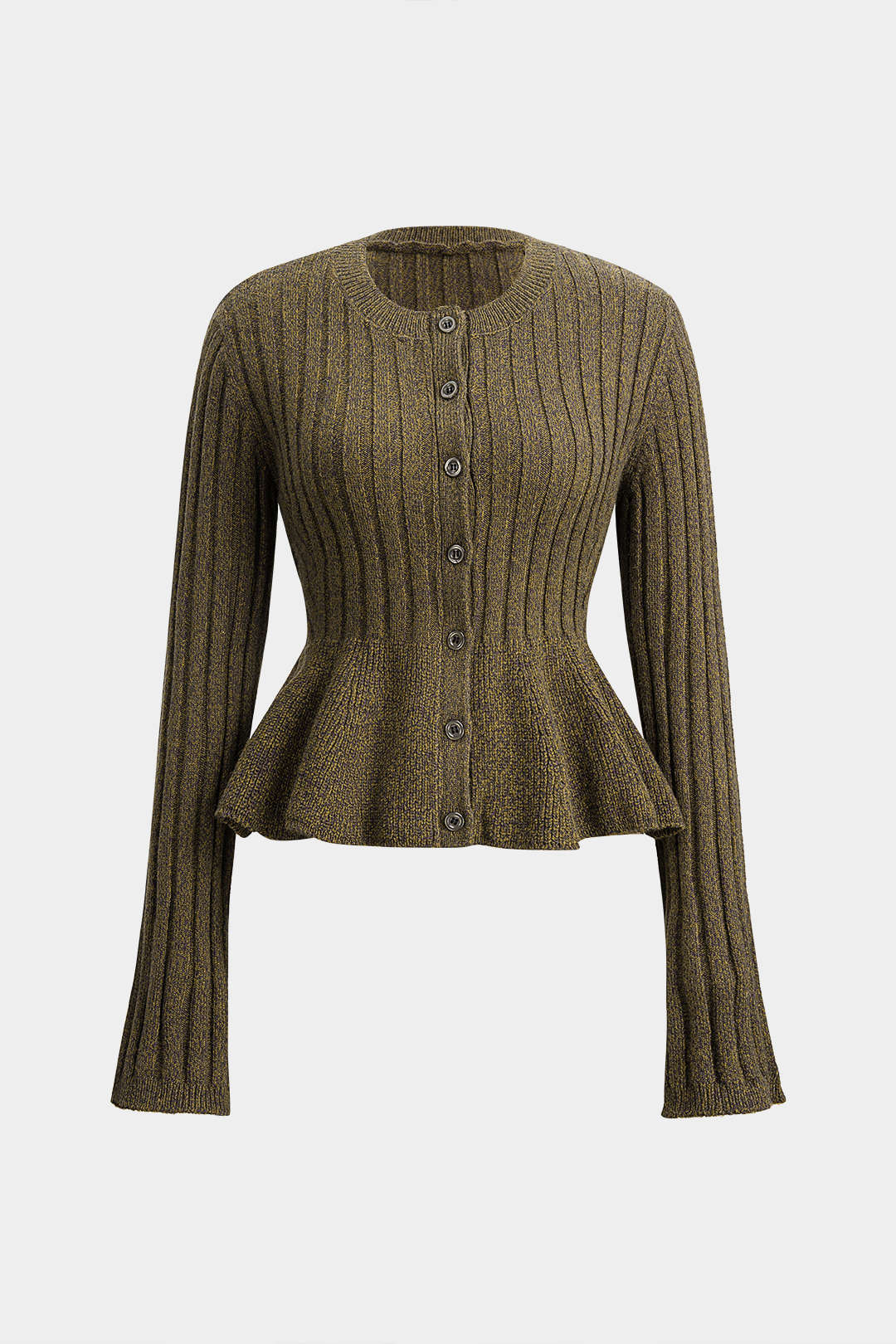 Kardigan z rozkloszowanym dołem i guzikami