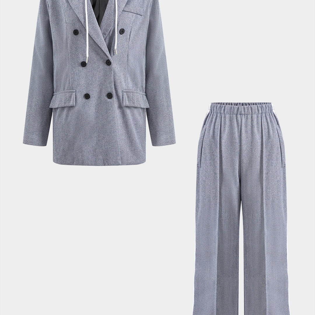 Komplet marynarka z kapturem i spodnie eleganckie