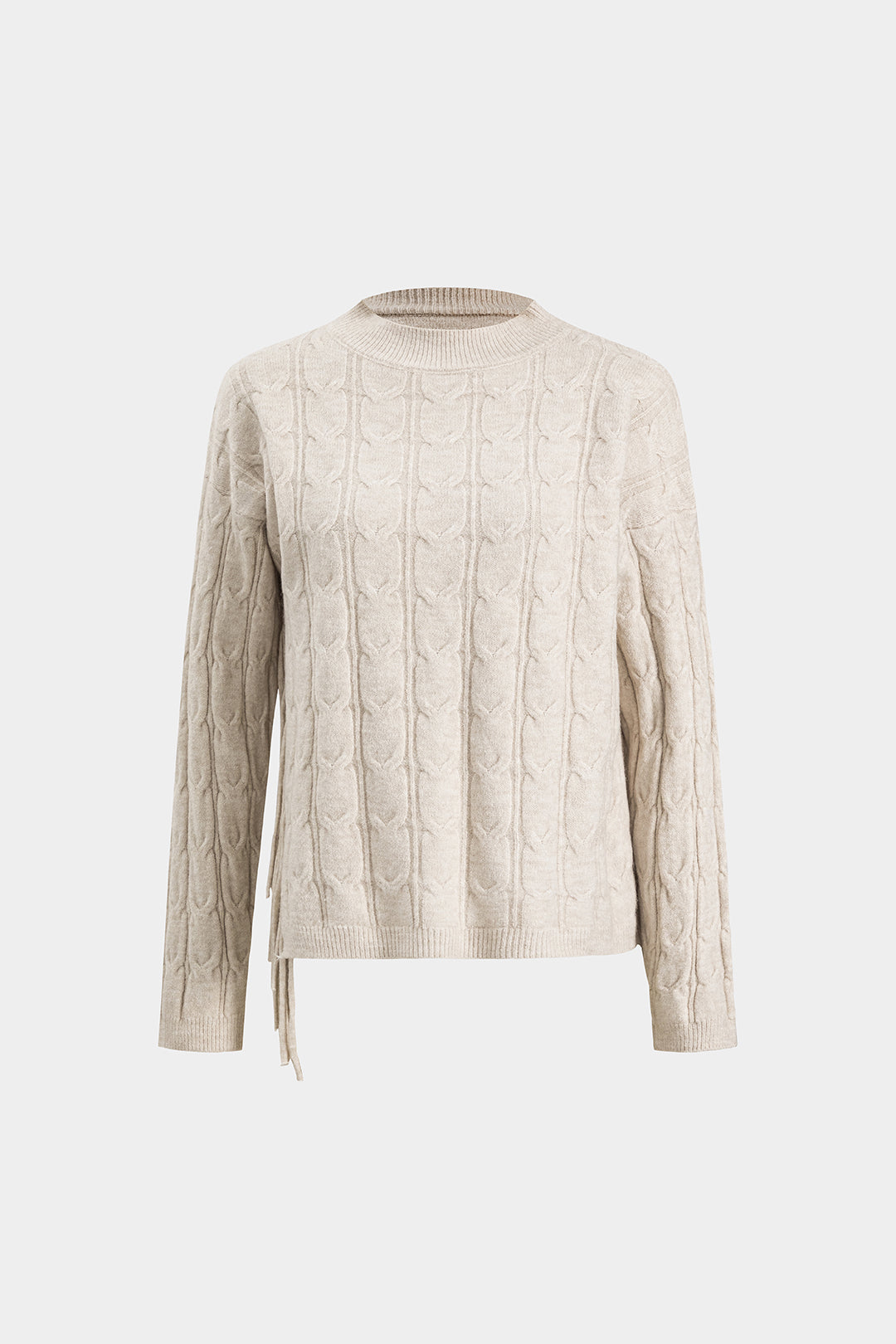 Komplet sweter i spódnica z ozdobnym splotem