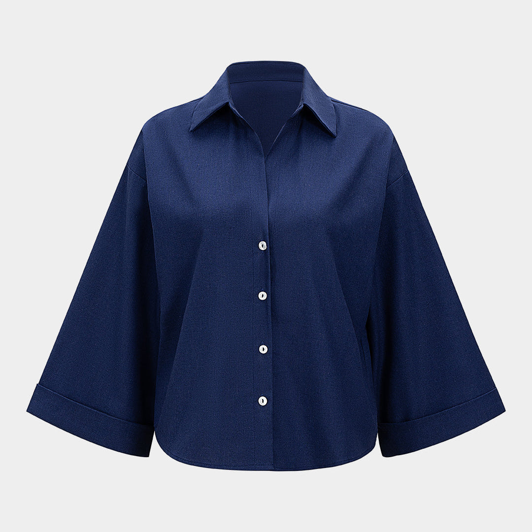 Koszula damska z szerokimi rękawami i kołnierzykiem