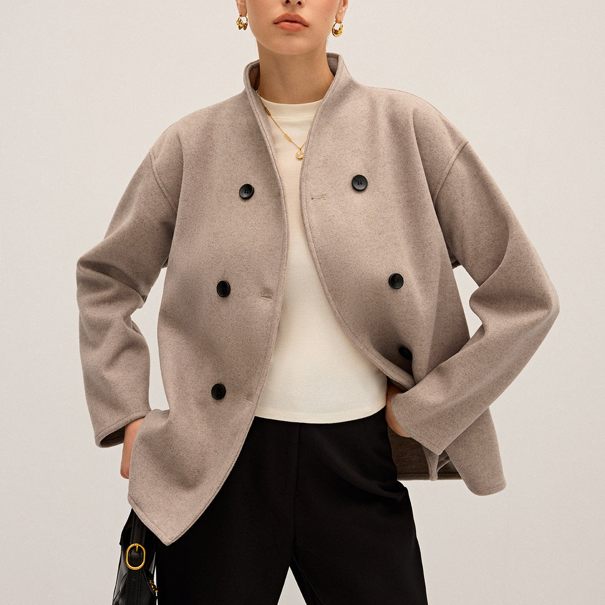 Kurtka damska elegancka z kołnierzem stójką