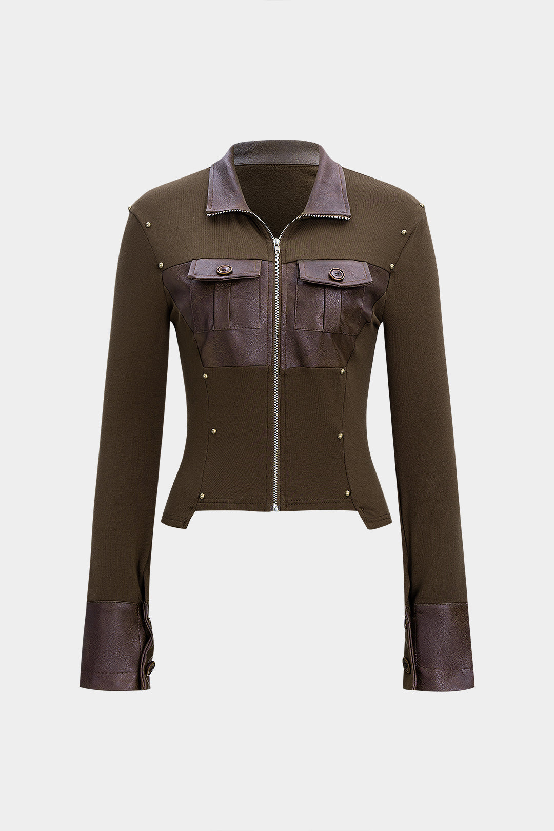 Kurtka damska z ozdobnymi kieszeniami i zamkiem