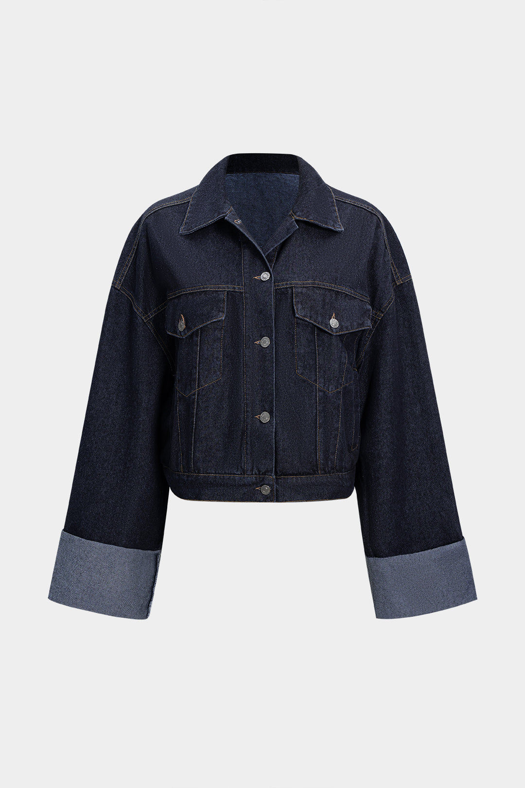 Kurtka jeansowa oversize z szerokimi mankietami