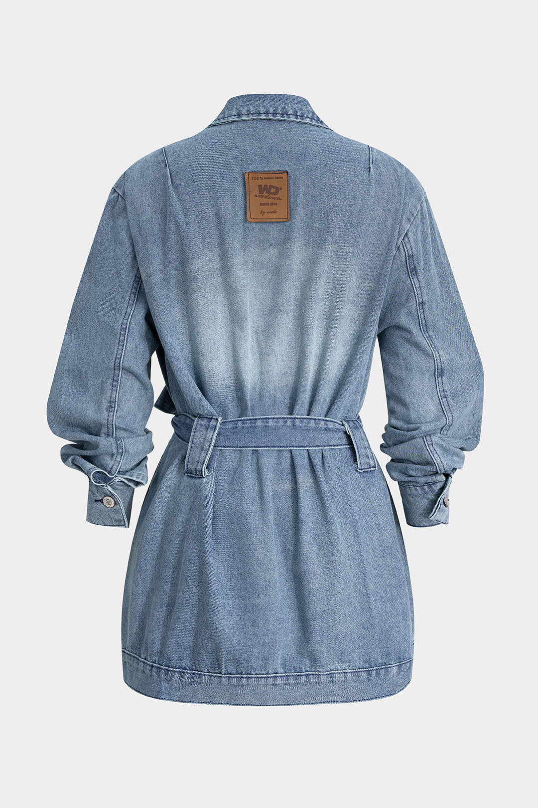Kurtka jeansowa z paskiem i kieszeniami