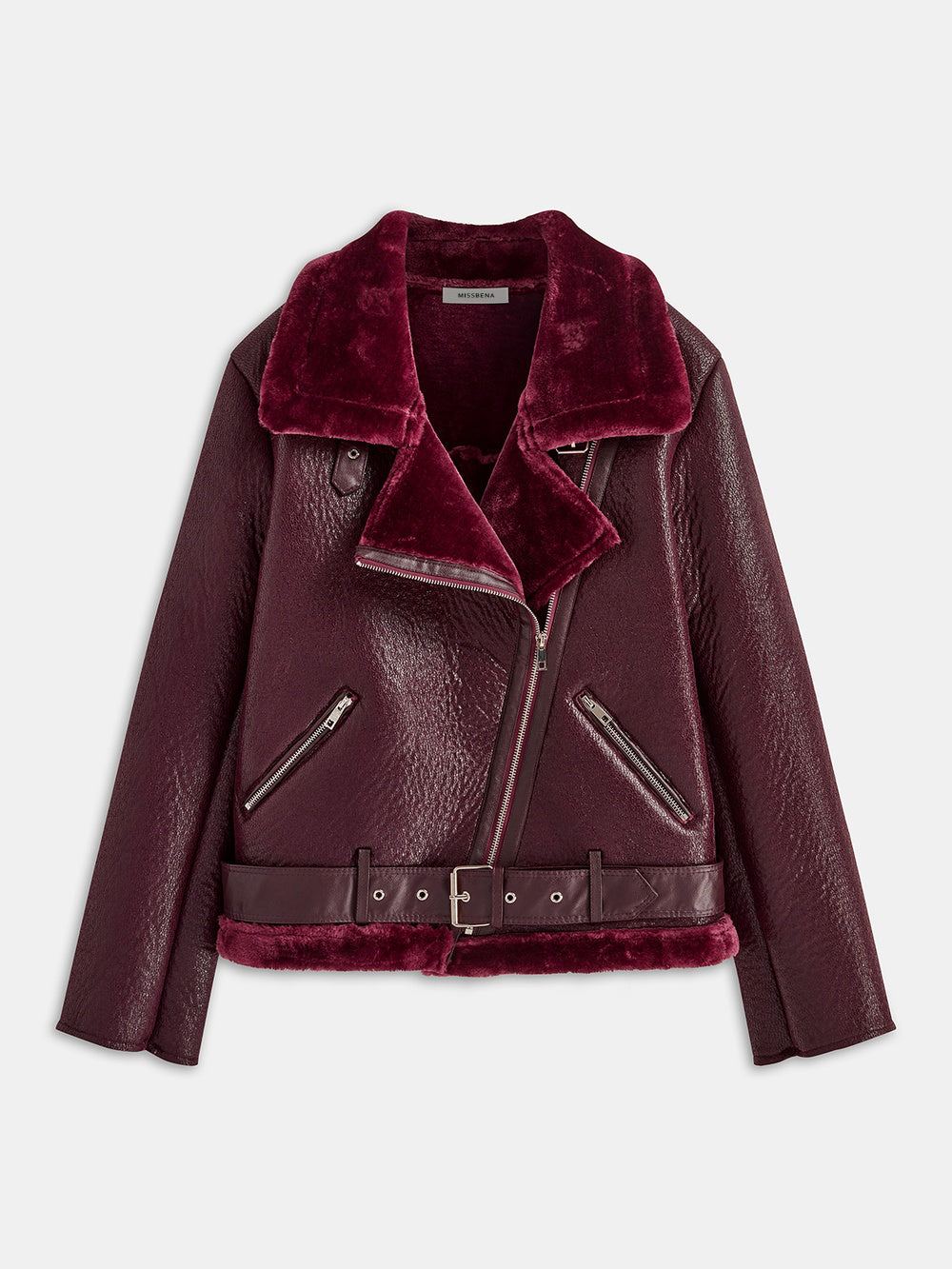 Kurtka z asymetrycznym zamkiem i szerokim kołnierzem