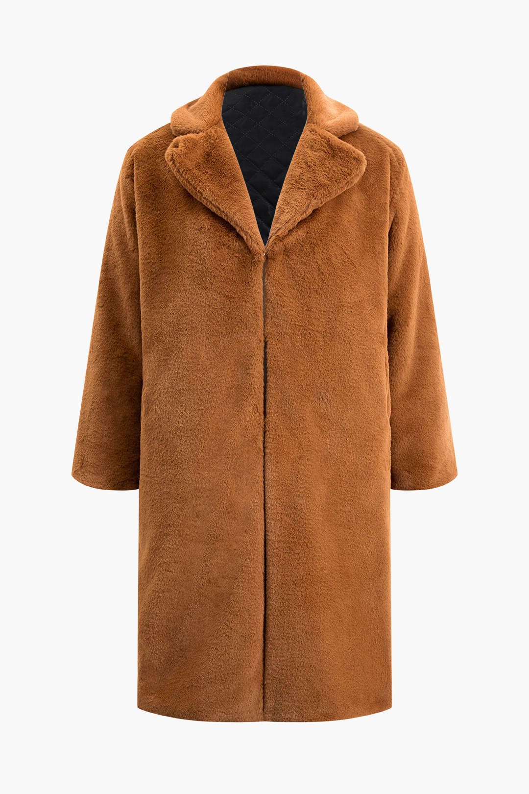 Płaszcz damski z miękkim futrzanym wykończeniem