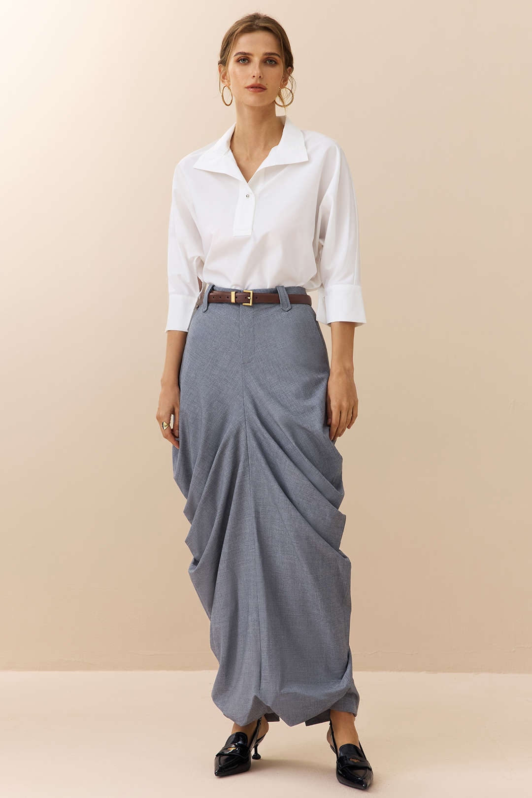 Spódnica maxi z drapowanymi detalami elegancka