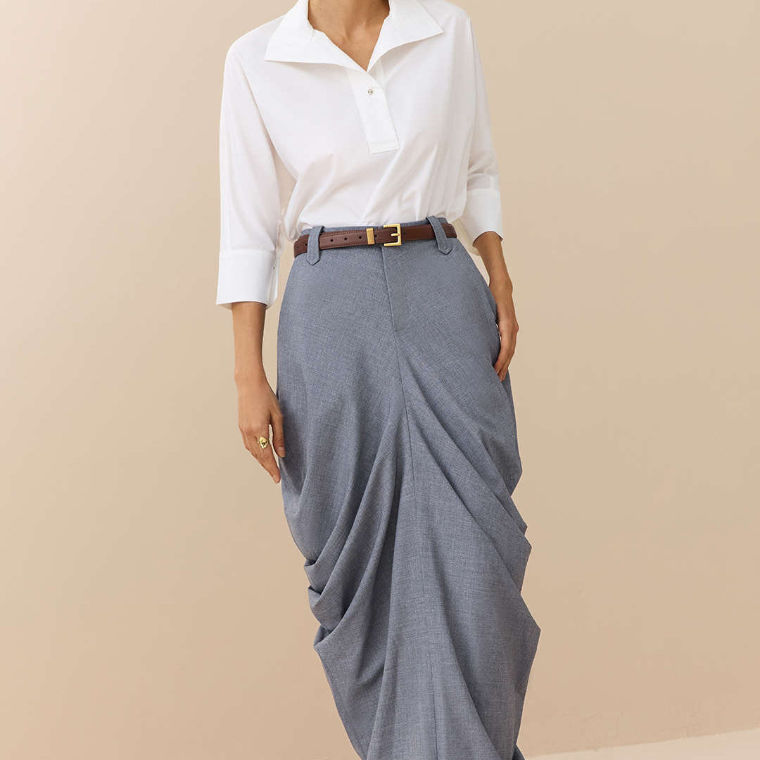 Spódnica maxi z drapowanymi detalami elegancka