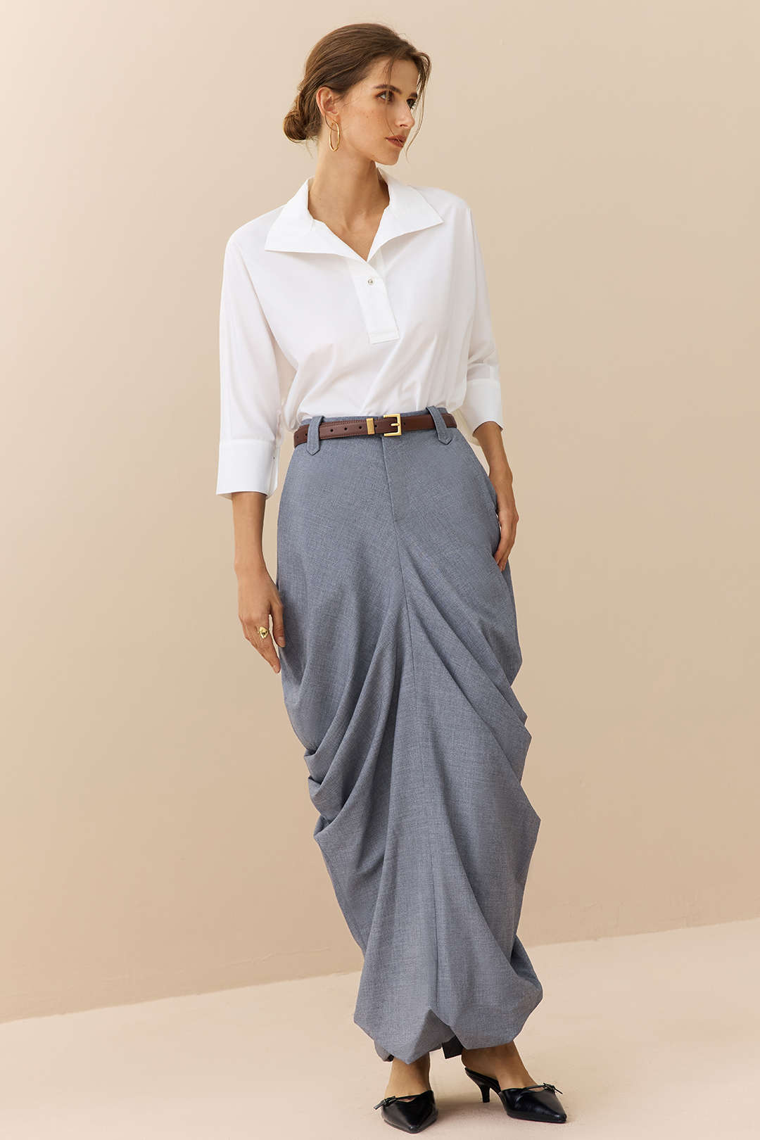 Spódnica maxi z drapowanymi detalami elegancka