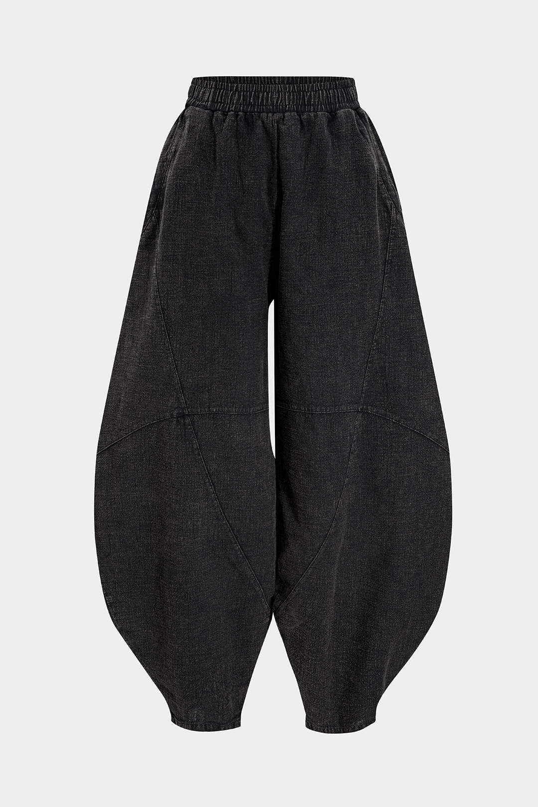 Spodnie damskie z szerokimi nogawkami i marszczeniem