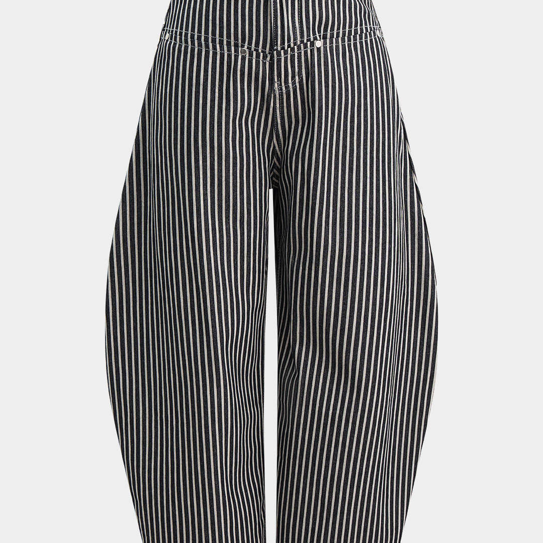 Spodnie damskie z wysokim stanem i zakładkami