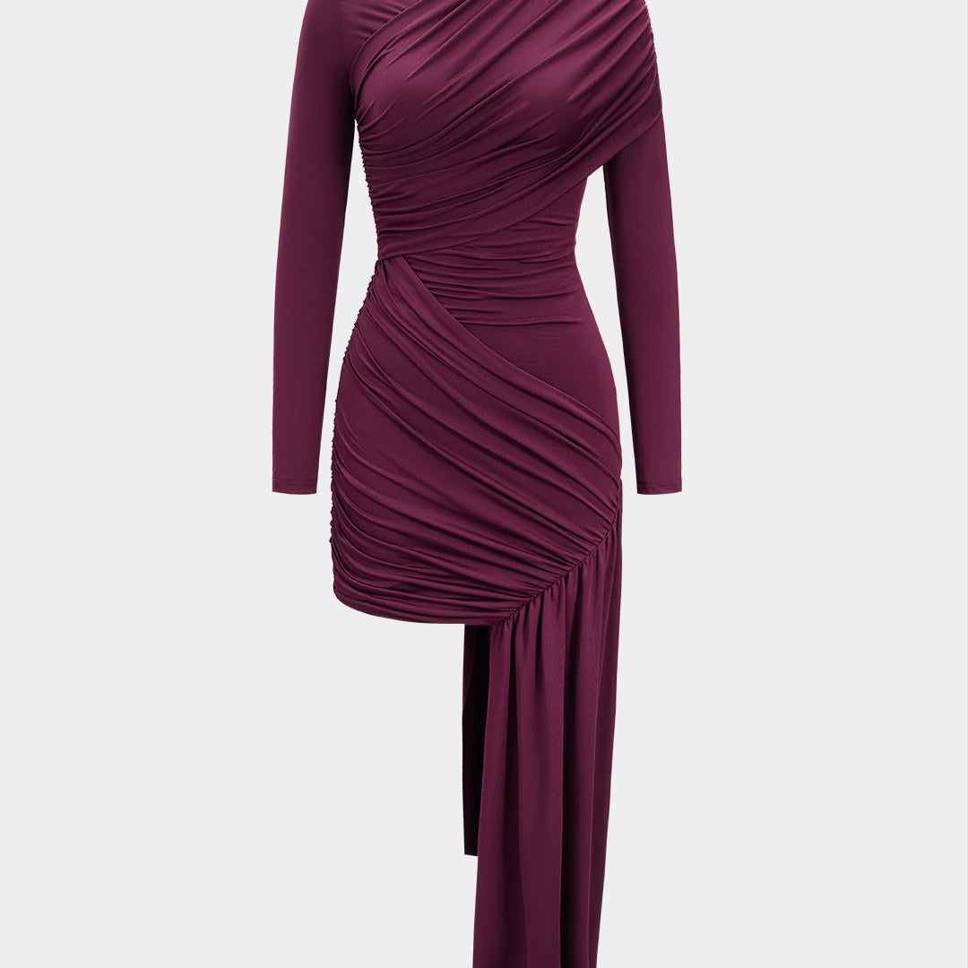 Sukienka asymetryczna z drapowanym detalem